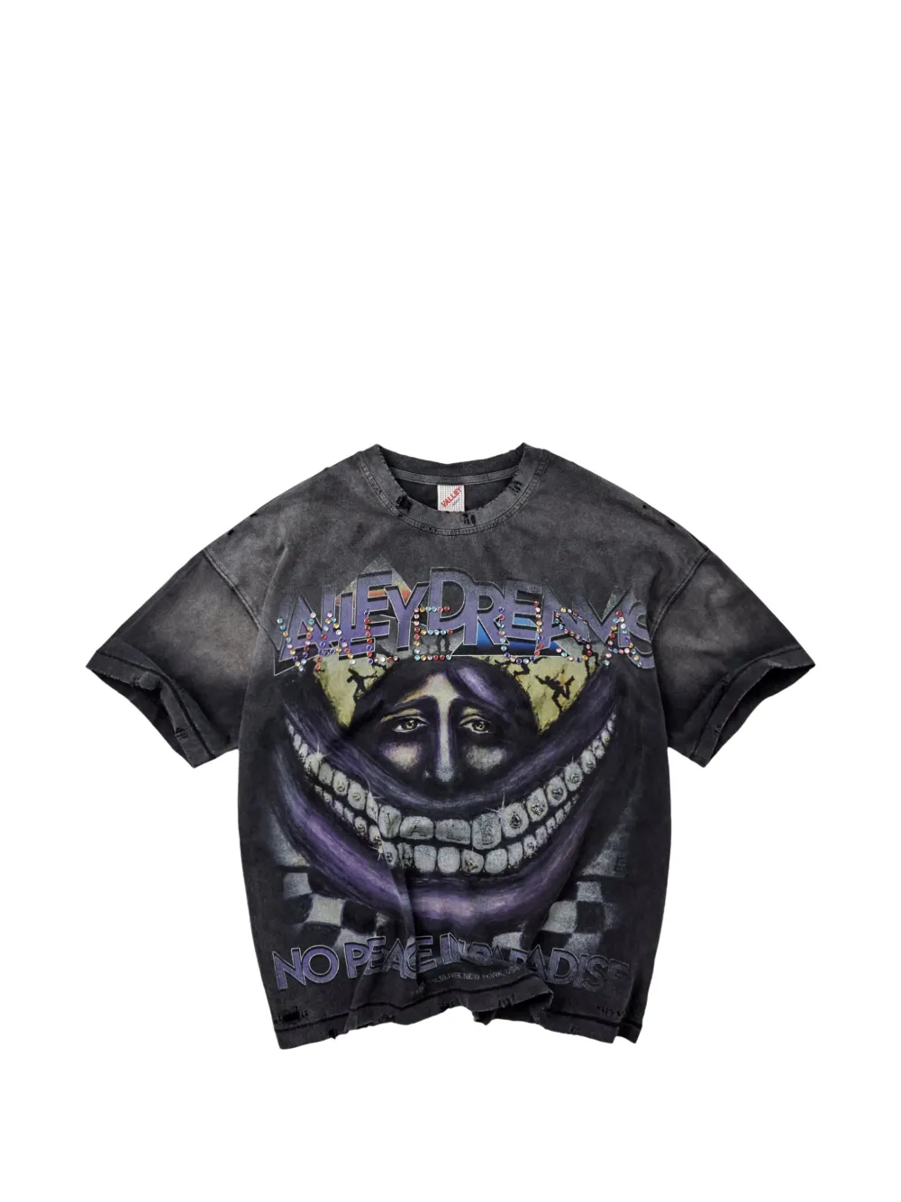 Vale Smiley Face graphic-print distressed T-shirt | Black | Image 1