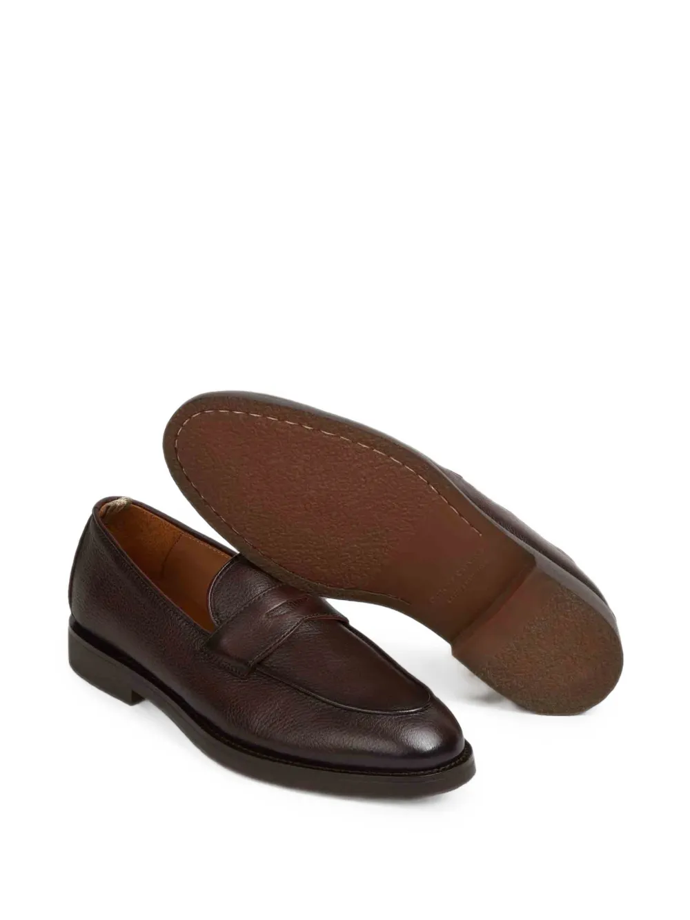 Officine Creative grainy-leather penny loafers Bruin