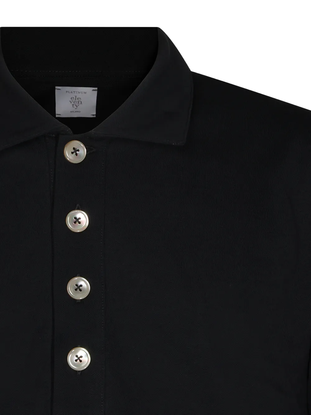 Eleventy Button-up poloshirt Zwart