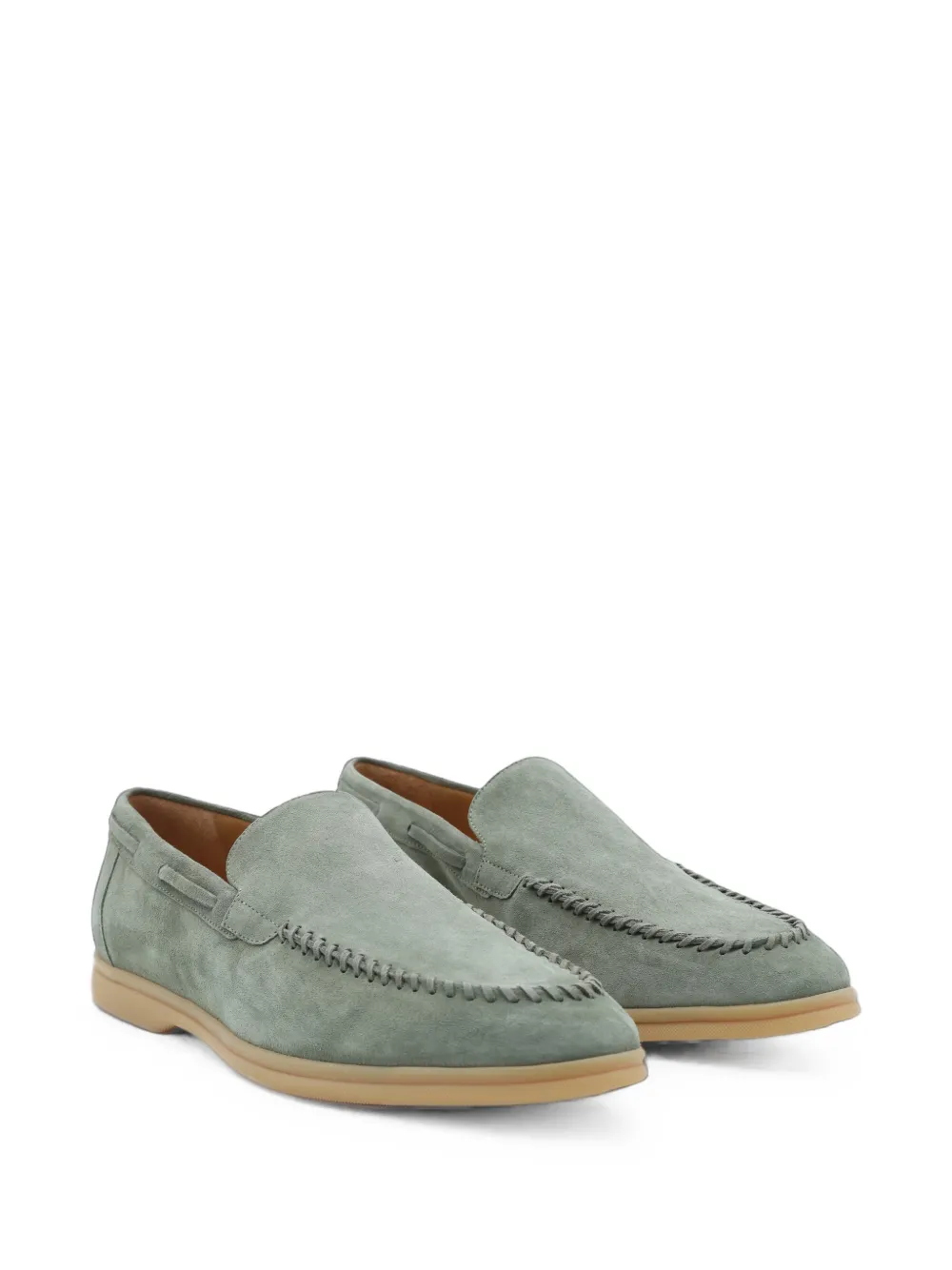 Eleventy whipstitch suede loafers Groen