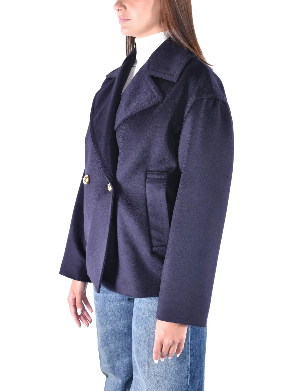 Max Mara Jas met dubbele rij knopen Blauw