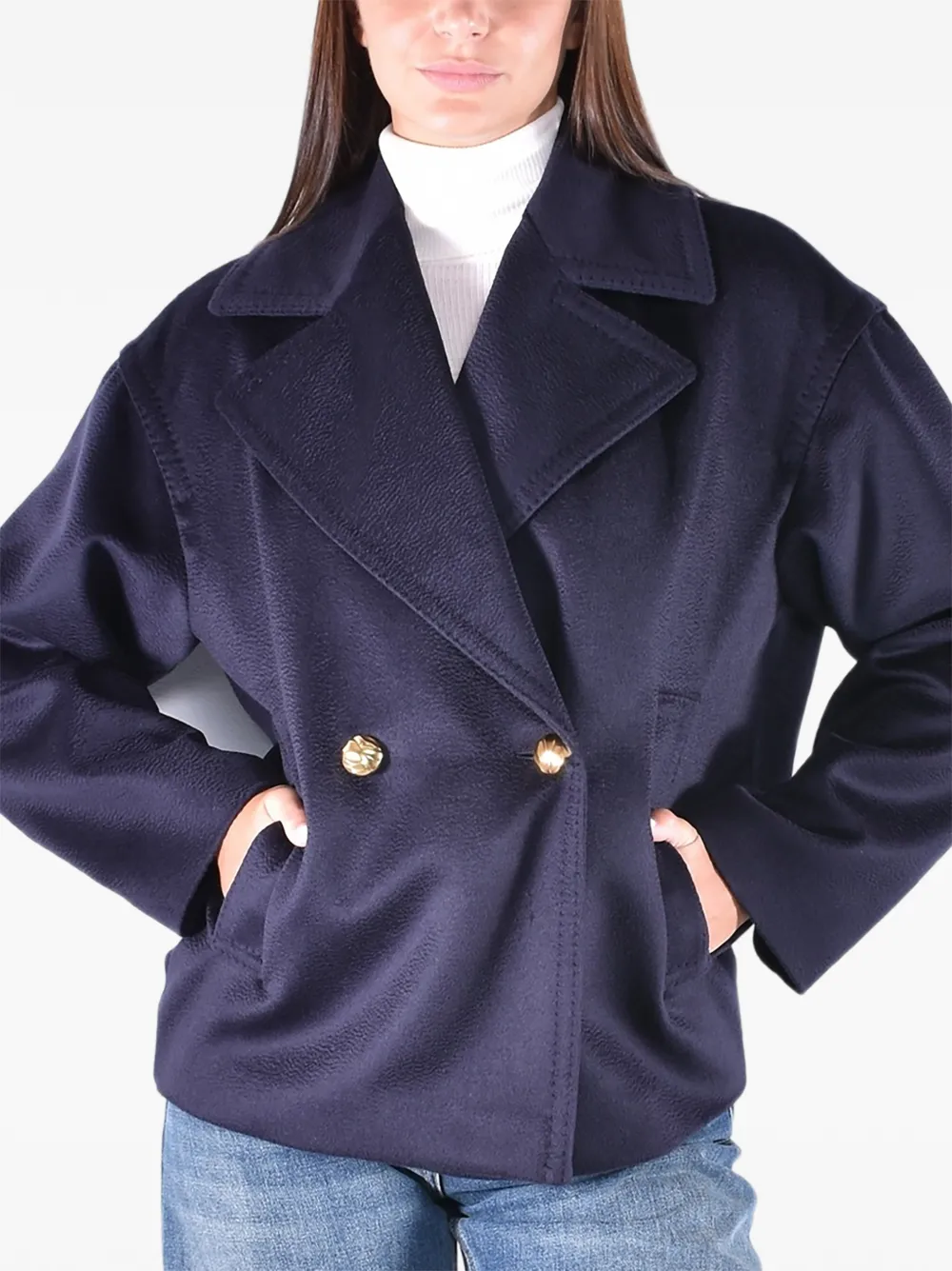 Max Mara Jas met dubbele rij knopen Blauw
