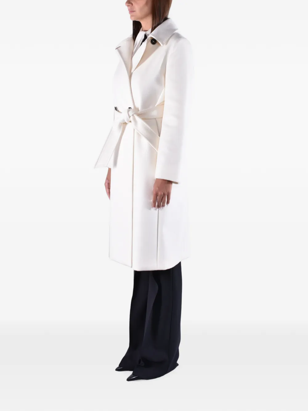 Max Mara Bcollag jas met ceintuur en dubbele rij knopen Beige