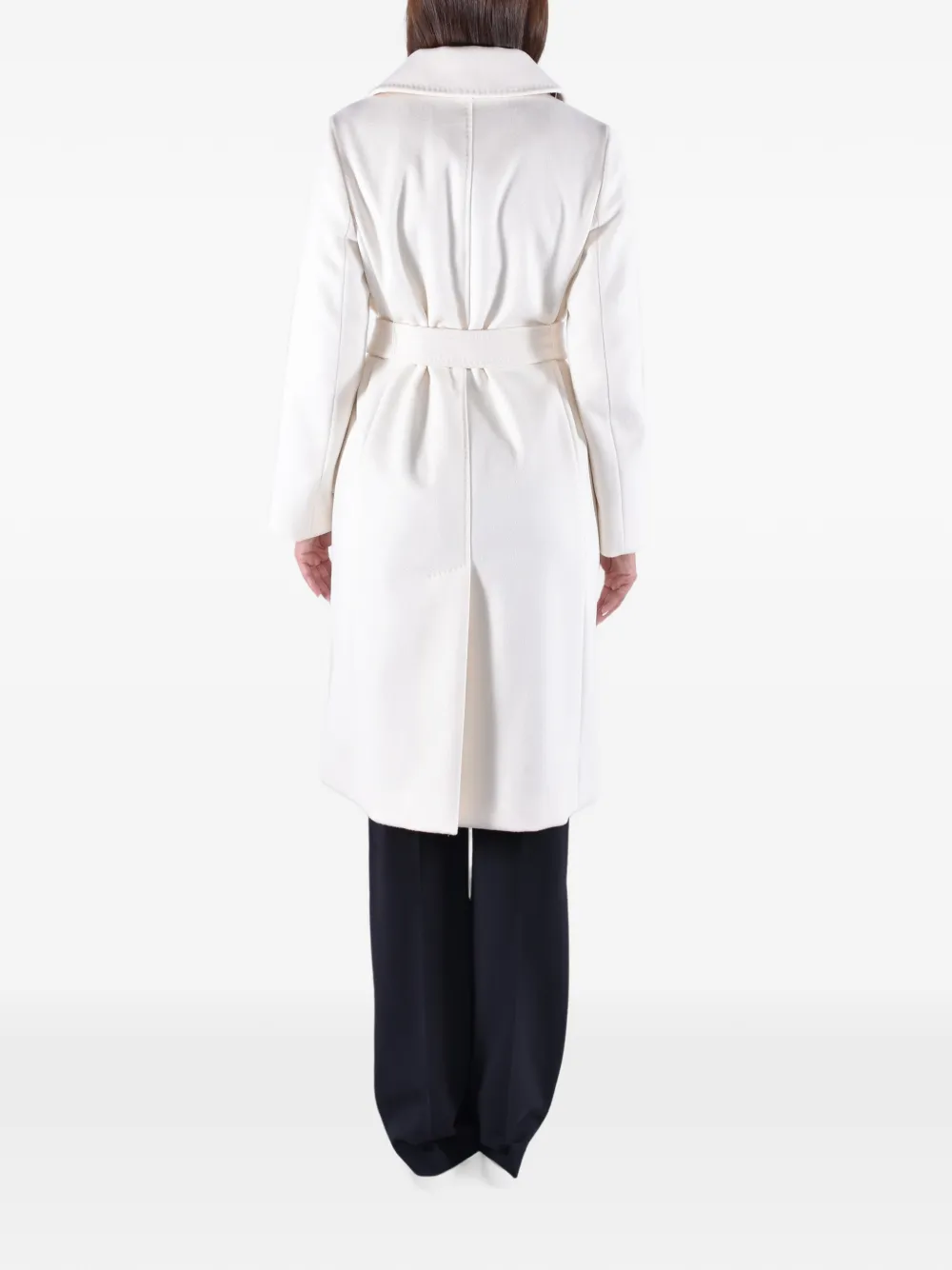 Max Mara Bcollag jas met ceintuur en dubbele rij knopen Beige