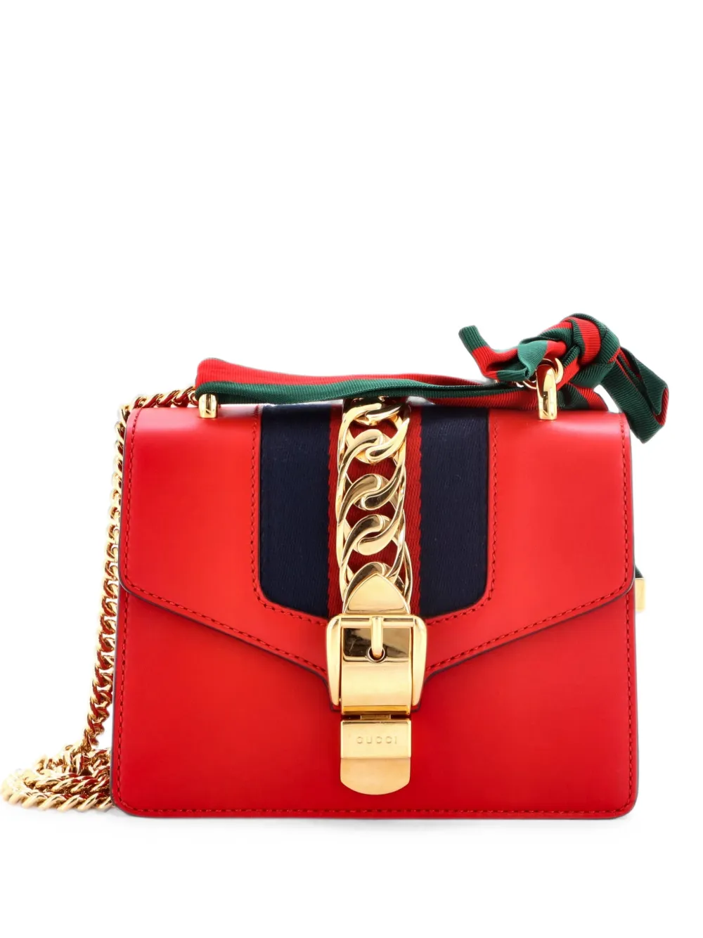 Gucci Pre-Owned Sylvie Chain Shoulder Bag Leather Mini crossbody bag - Rosso