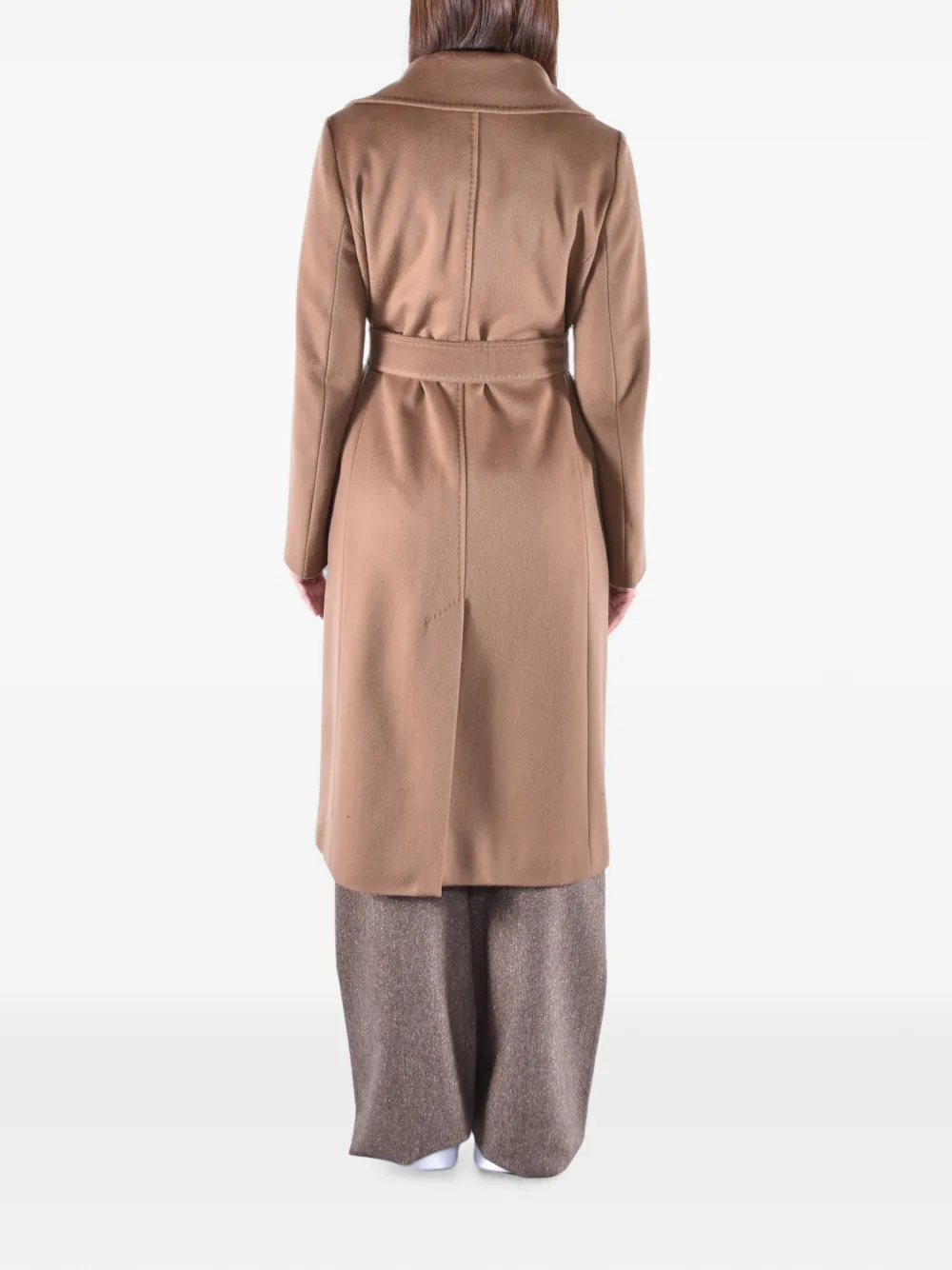 Max Mara Jas met ceintuur en dubbele rij knopen Bruin