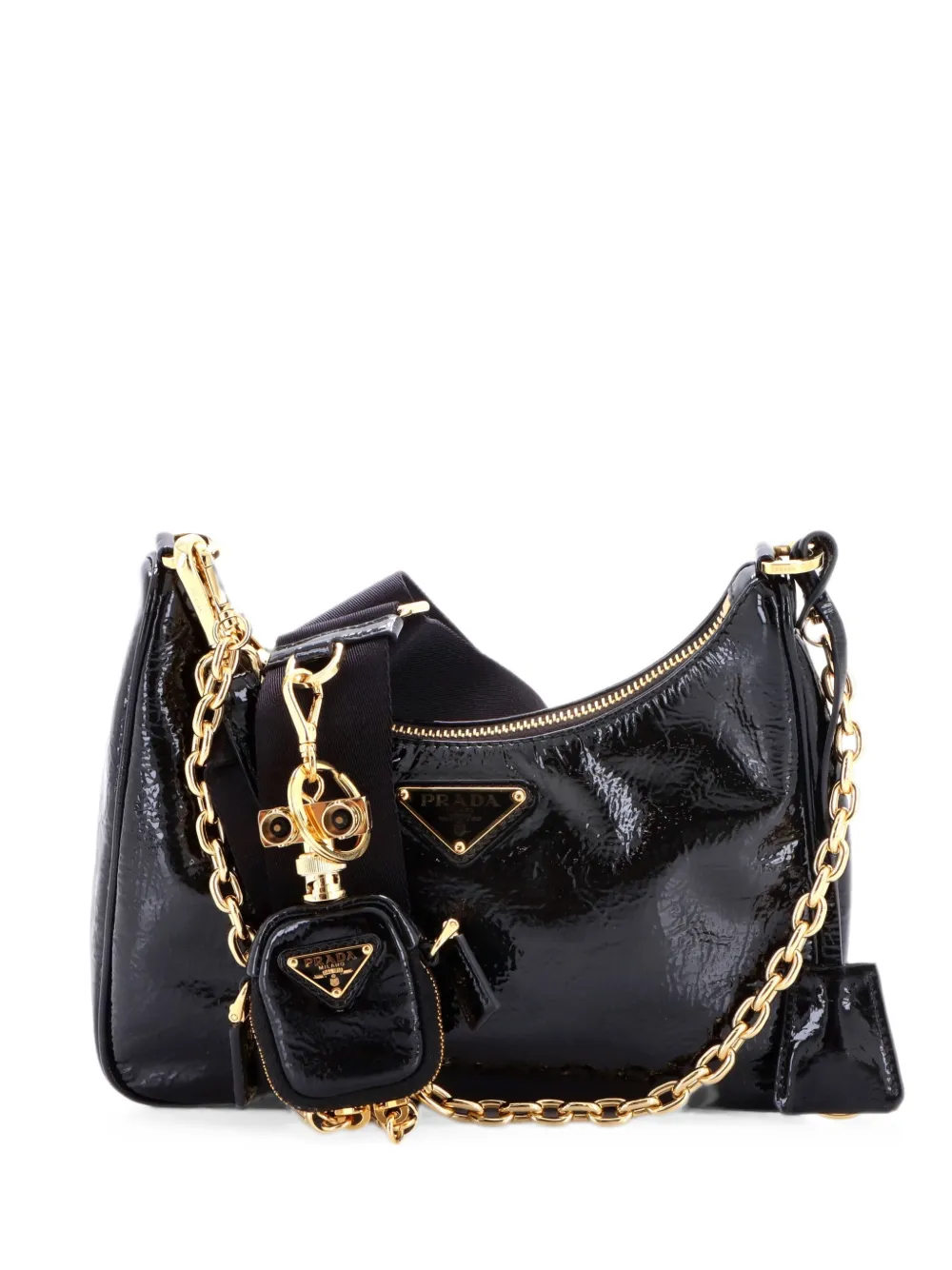 Prada Pre-Owned Re-Edition 2005 Patent Small shoulder bag - Nero