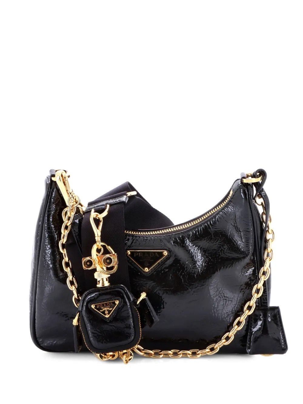 Prada Pre-Owned Re-Edition 2005 Patent Small shoulder bag - Nero