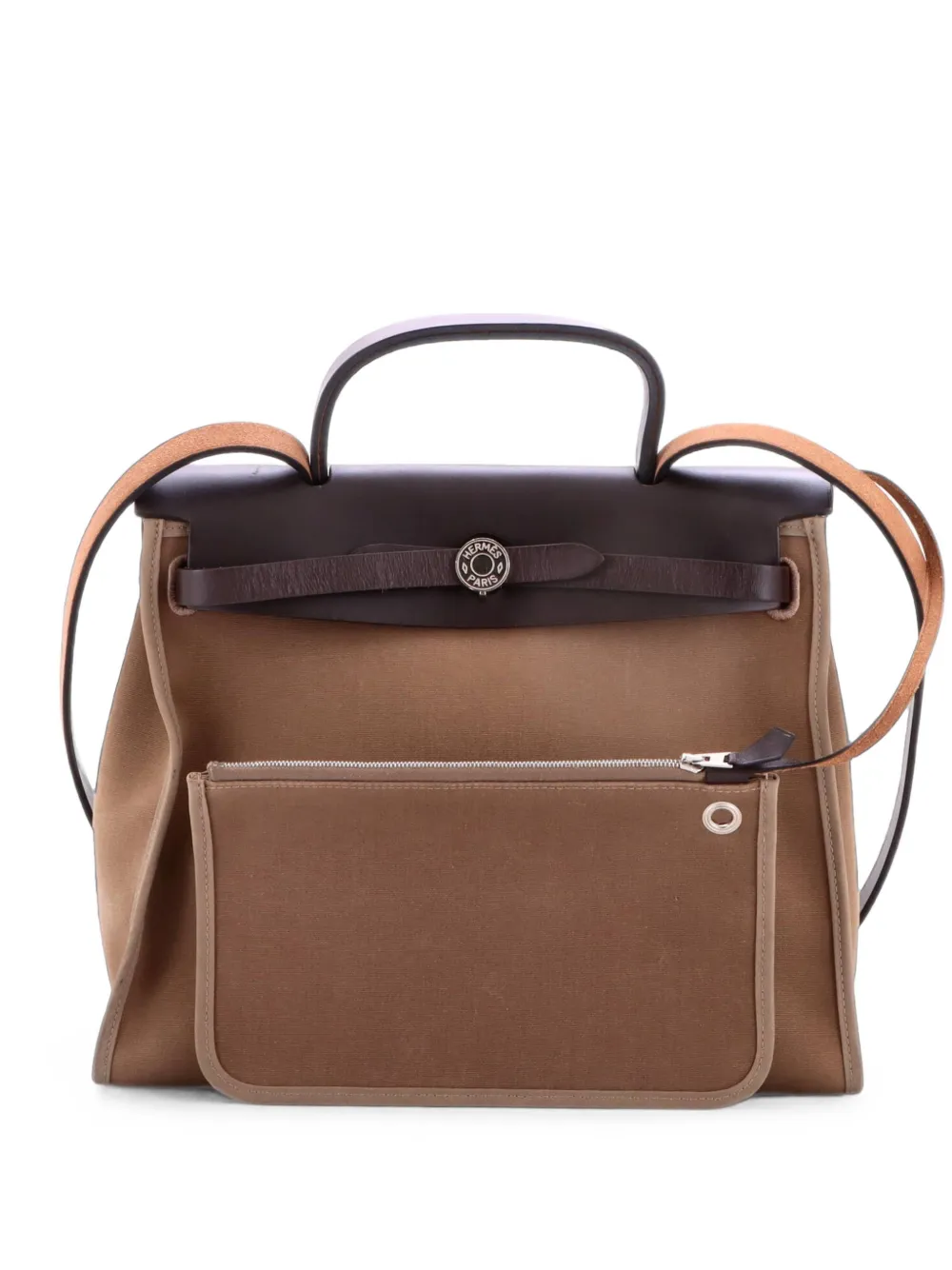 Hermès Pre-Owned Herbag Zip Leather and Toile 31 shoulder bag - Grey
