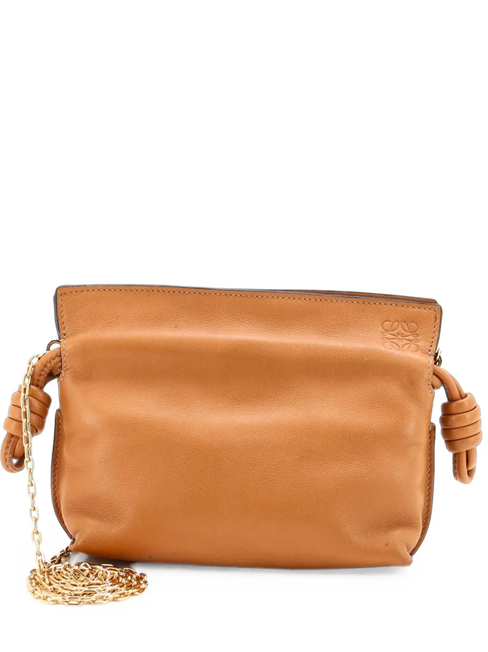 Loewe Pre-Owned Flamenco Knot Chain Clutch Leather Nano crossbody bag - Braun