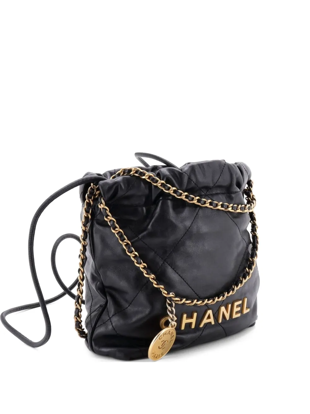 CHANEL Pre-Owned Borsa a tracolla 22 mini in pelle di vitello trapuntata - Nero