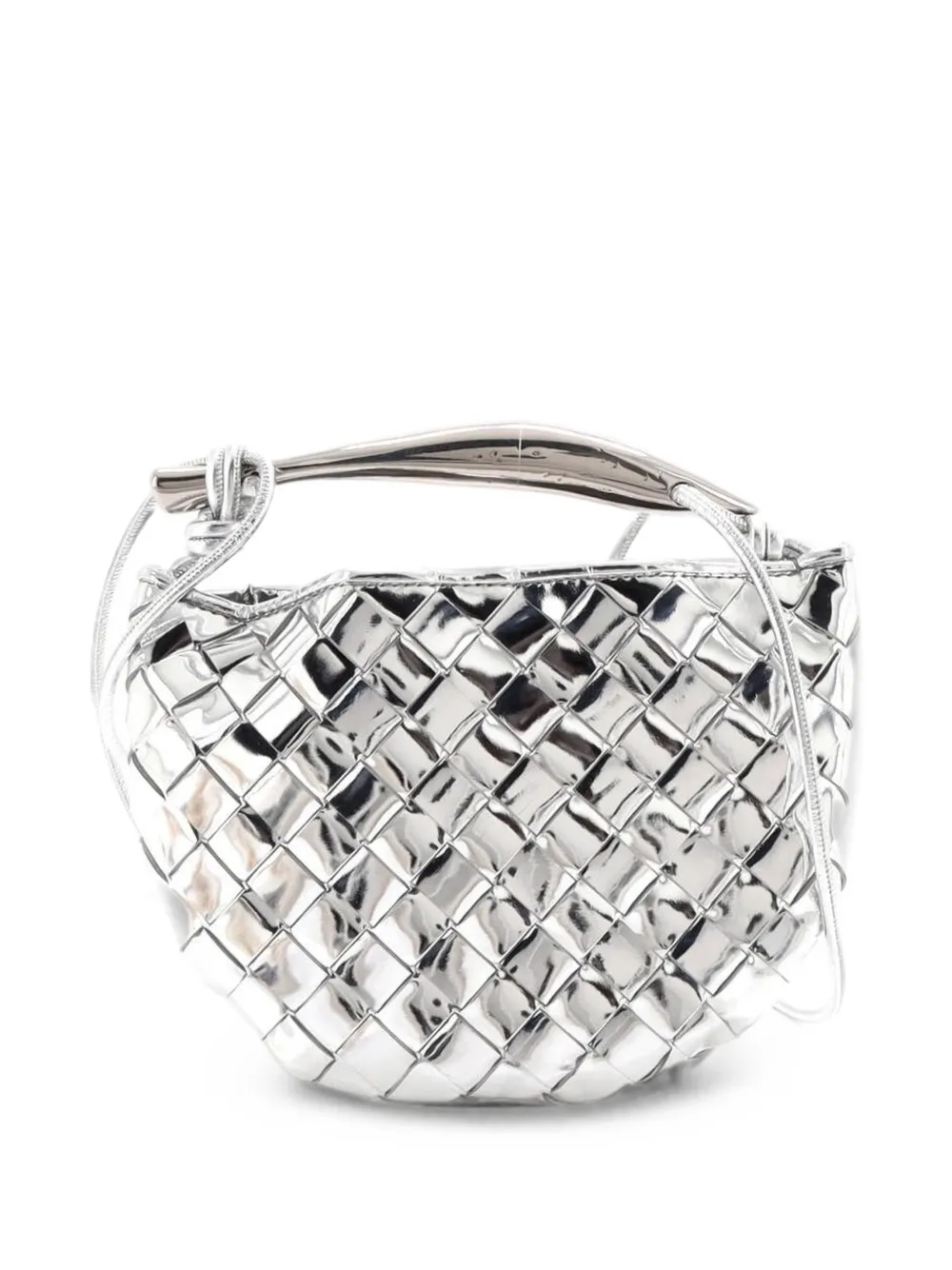 Bottega Veneta Pre-Owned Sardine Top Handle Bag Metallic Leather Mini crossbody bag - Argento