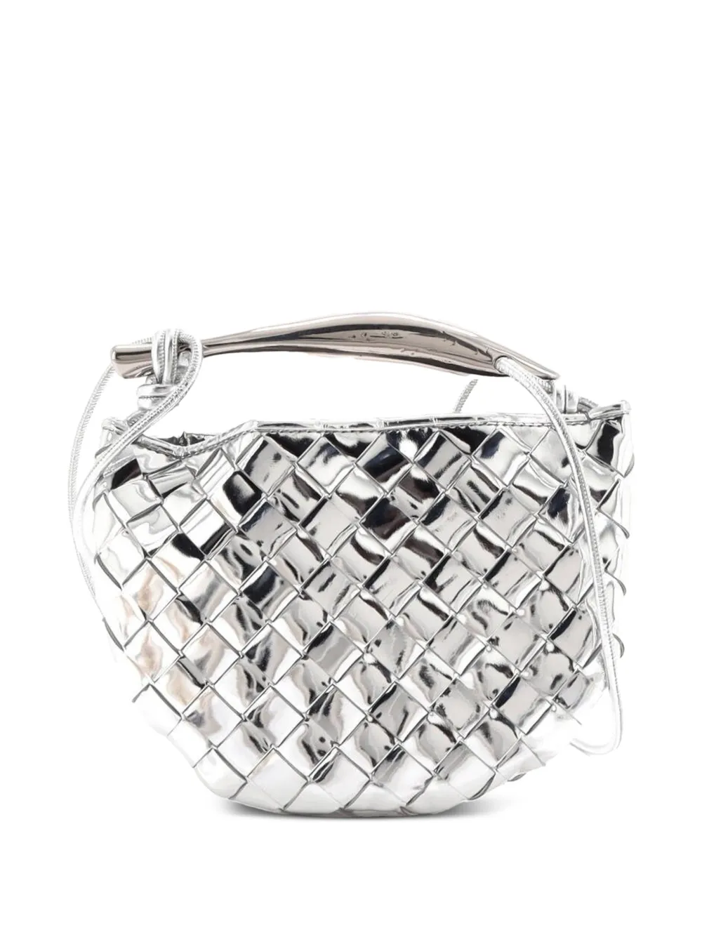 Bottega Veneta Pre-Owned Sardine Top Handle Bag Metallic Leather Mini crossbody bag - Silber