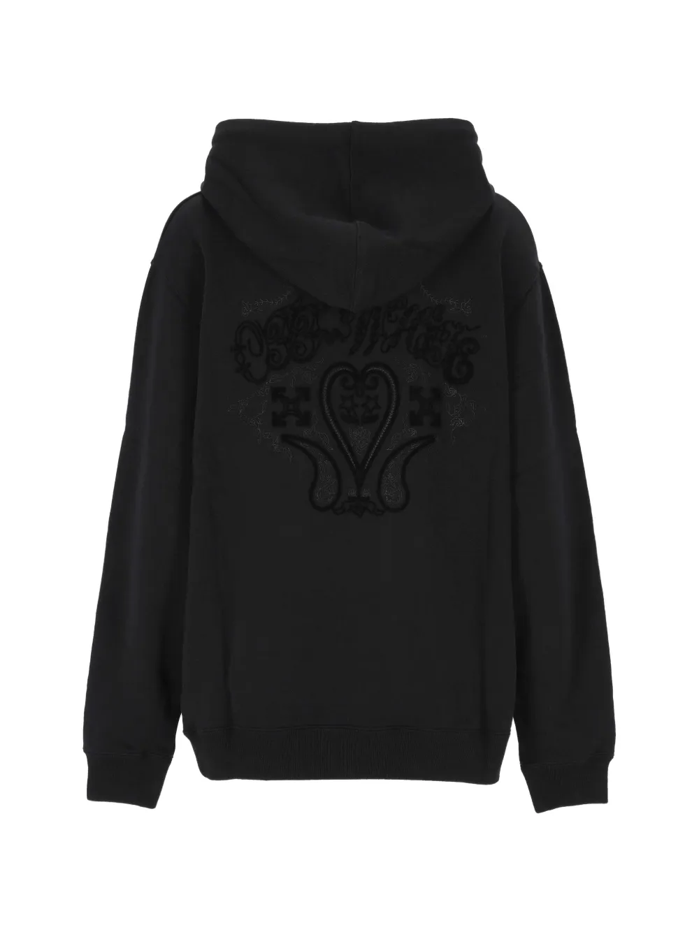 Off-White embroidered-logo drawstring hoodie Zwart