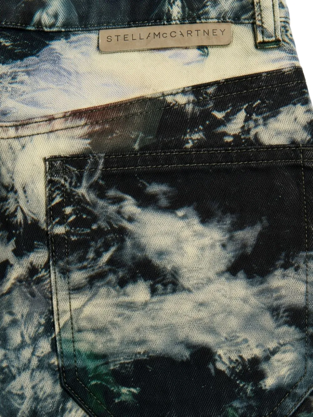 Stella McCartney Kids earth-print cotton jeans Blauw
