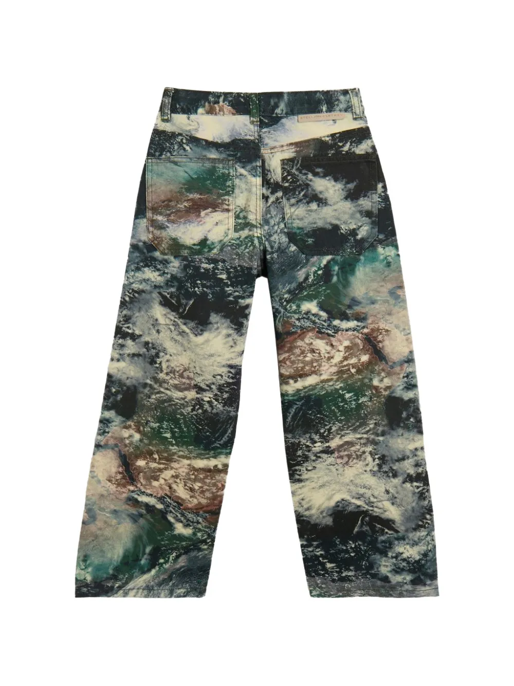 Stella McCartney Kids earth-print cotton jeans Blauw