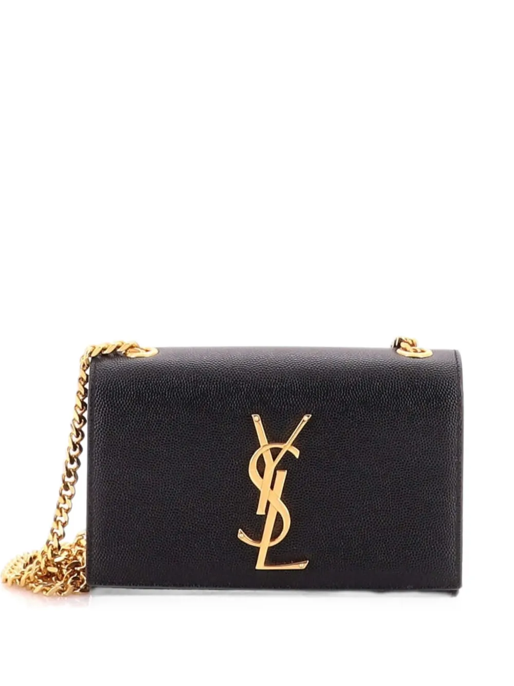 Saint Laurent Pre-Owned Kleine Classic Monogram Umhängetasche aus gekörntem Leder - Schwarz