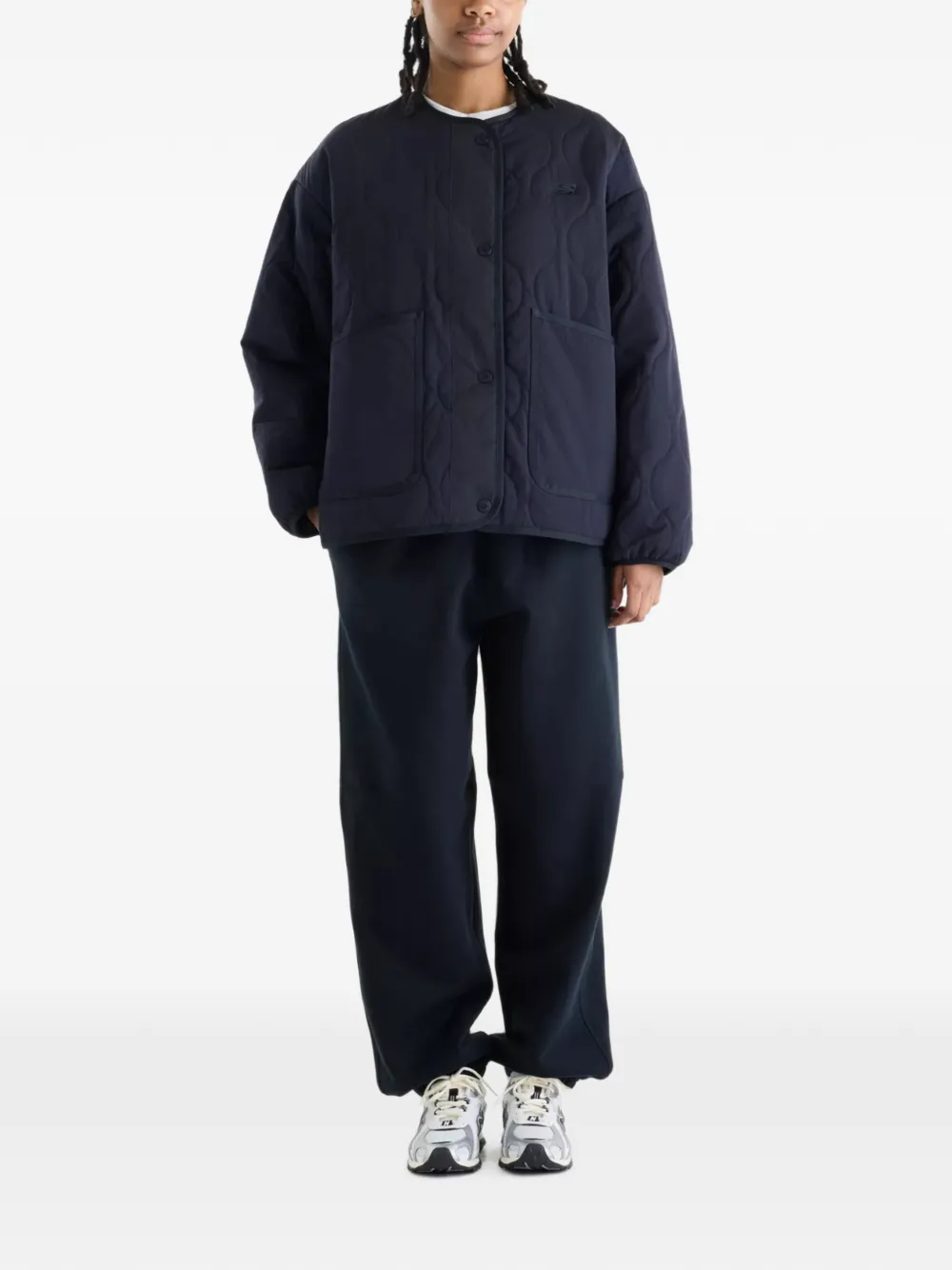 New Balance quilted bomber jacket Blauw