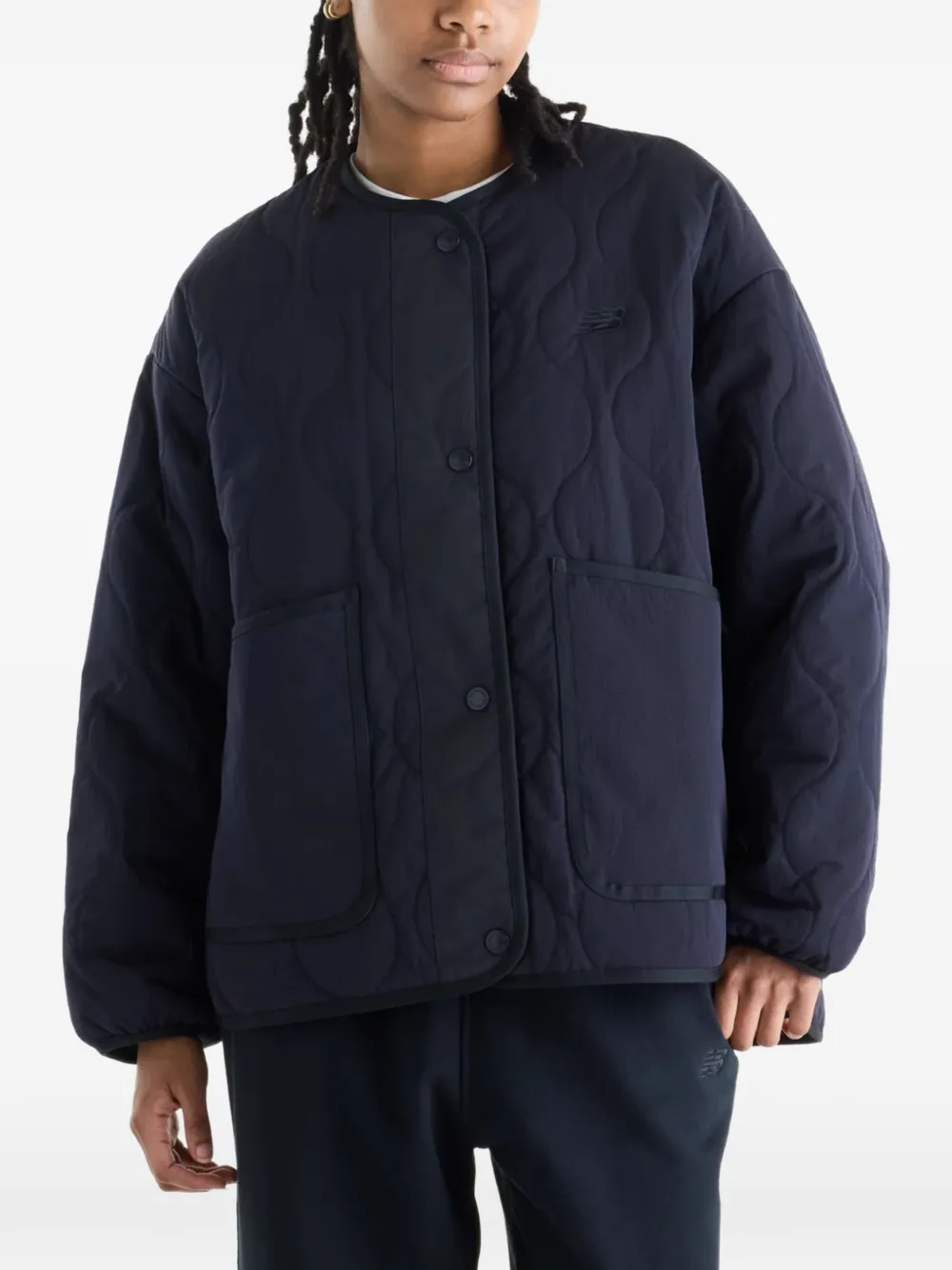 New Balance quilted bomber jacket Blauw