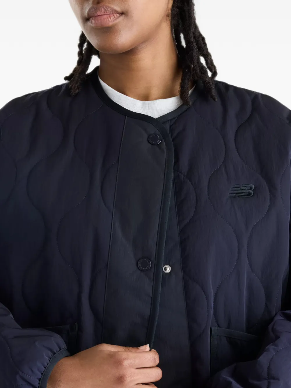 New Balance quilted bomber jacket Blauw