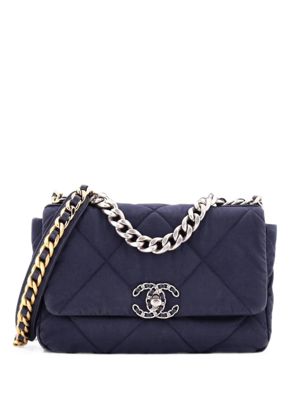 CHANEL Pre-Owned 19 Flap Bag Quilted Canvas Medium shoulder bag - Blu