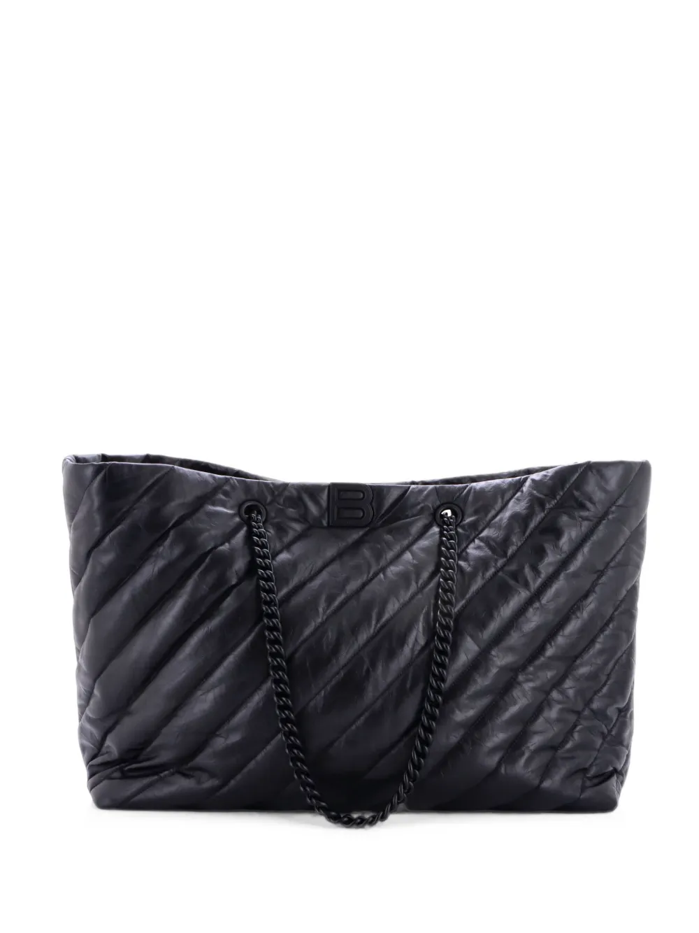 Balenciaga Pre-Owned Große Crush Carry All Tote Bag mit Steppung und Kette - Schwarz
