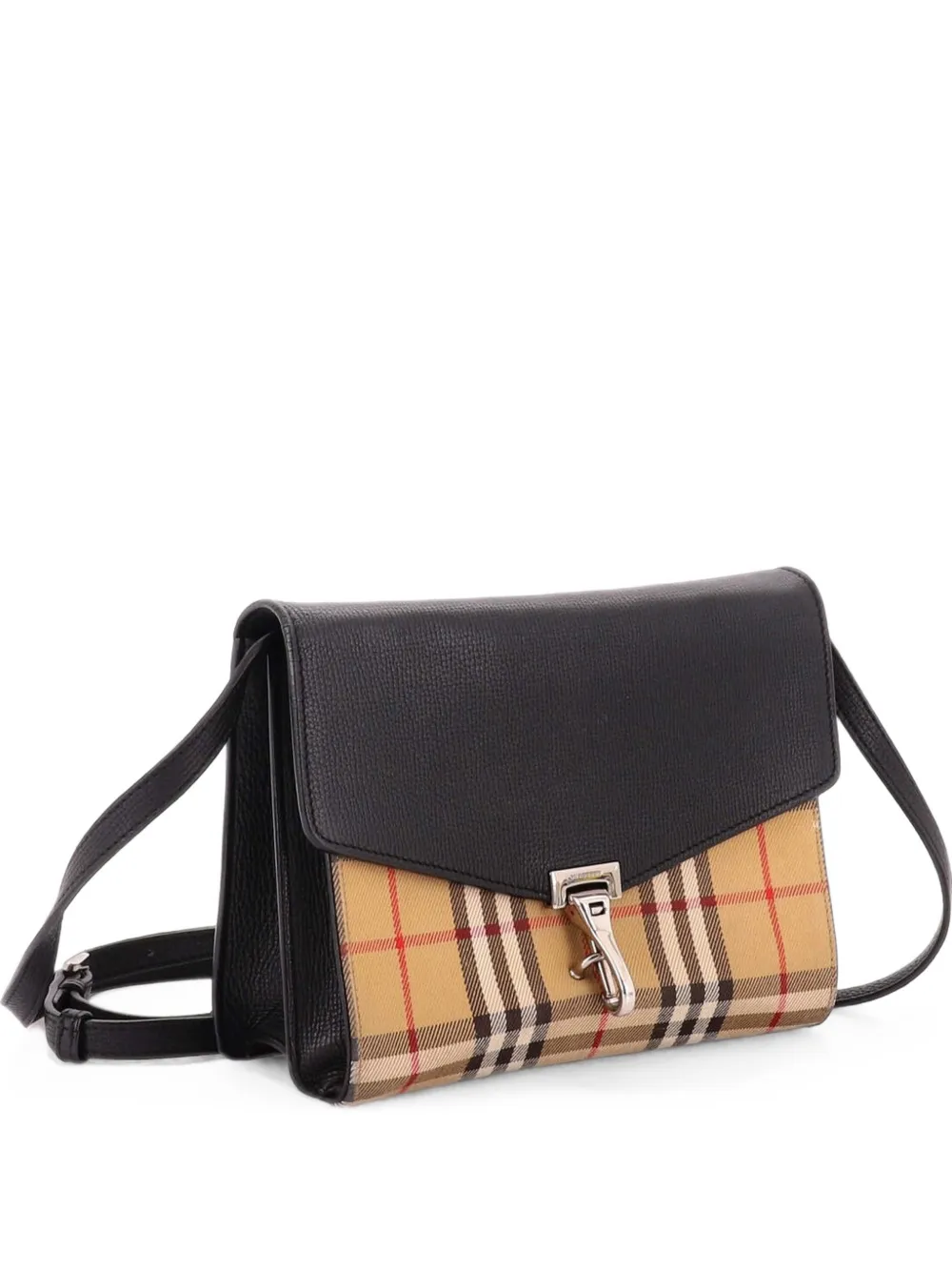 Burberry Pre-Owned Macken Leather and Vintage Check Canvas Small crossbody bag - Nero