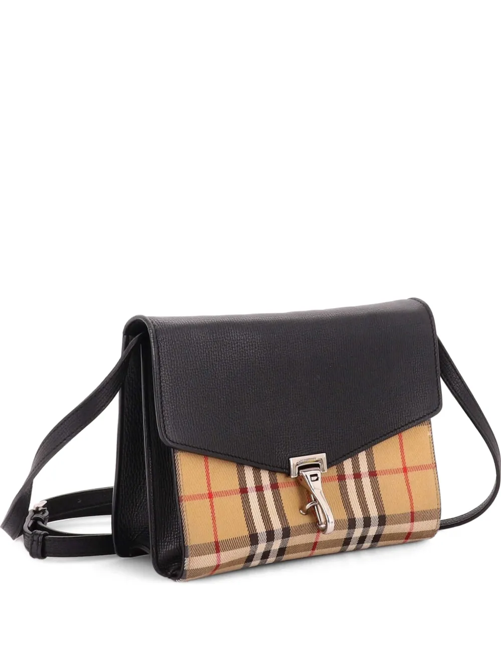 Burberry Pre-Owned Macken Leather and Vintage Check Canvas Small crossbody bag - Nero