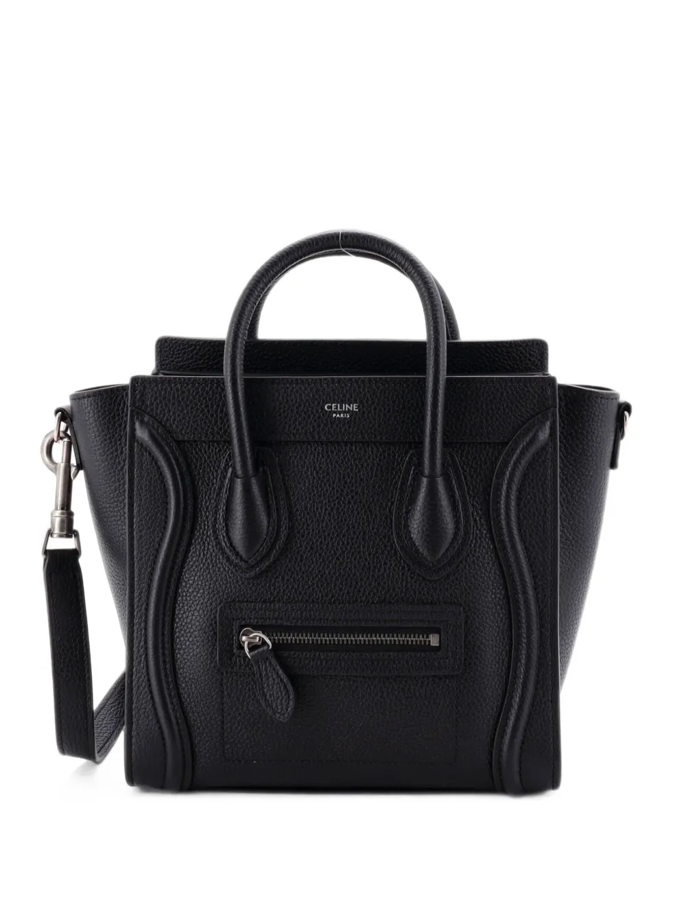 Celine Pre-Owned Borsa a tracolla Luggage nano in pelle martellata - Nero