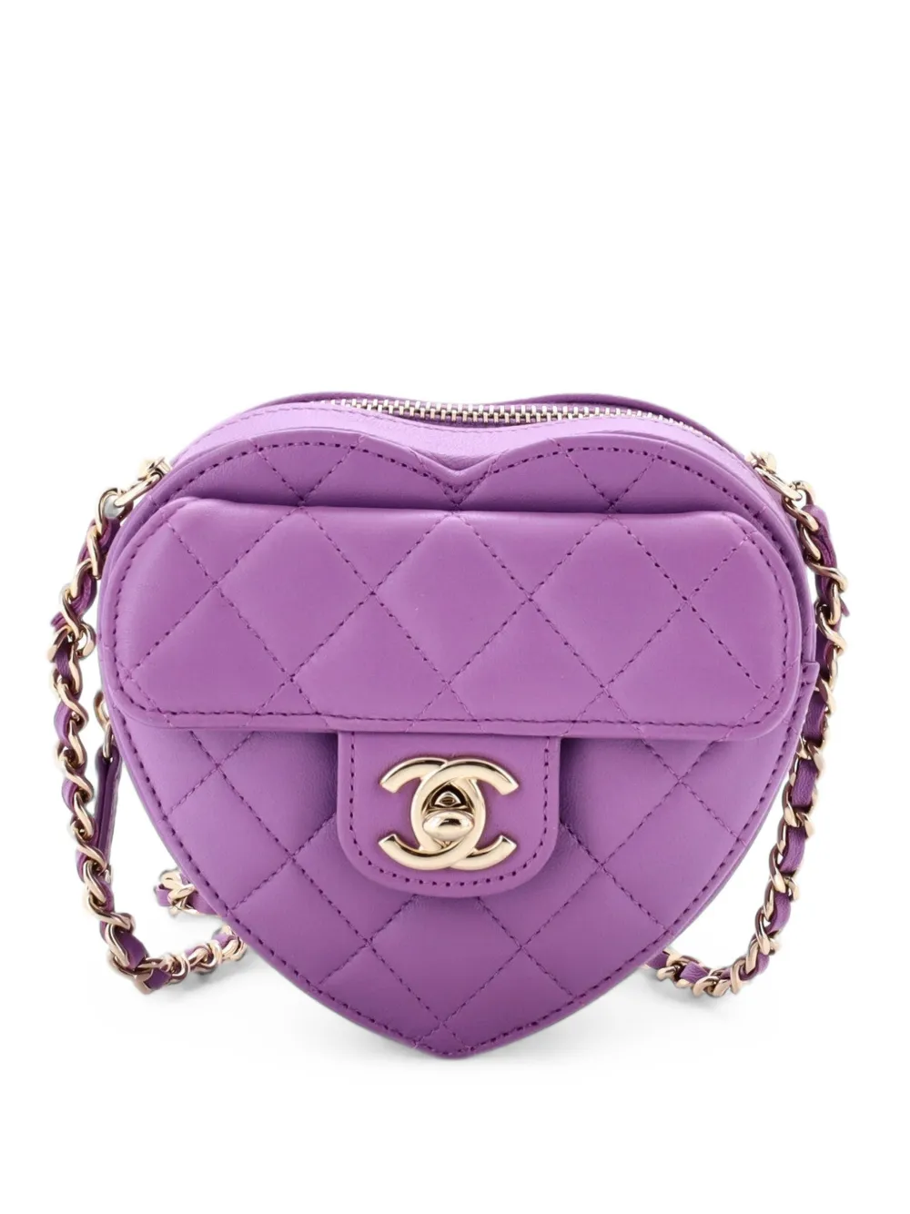 CHANEL Pre-Owned Borsa a tracolla CC in Love Heart con catena - Viola
