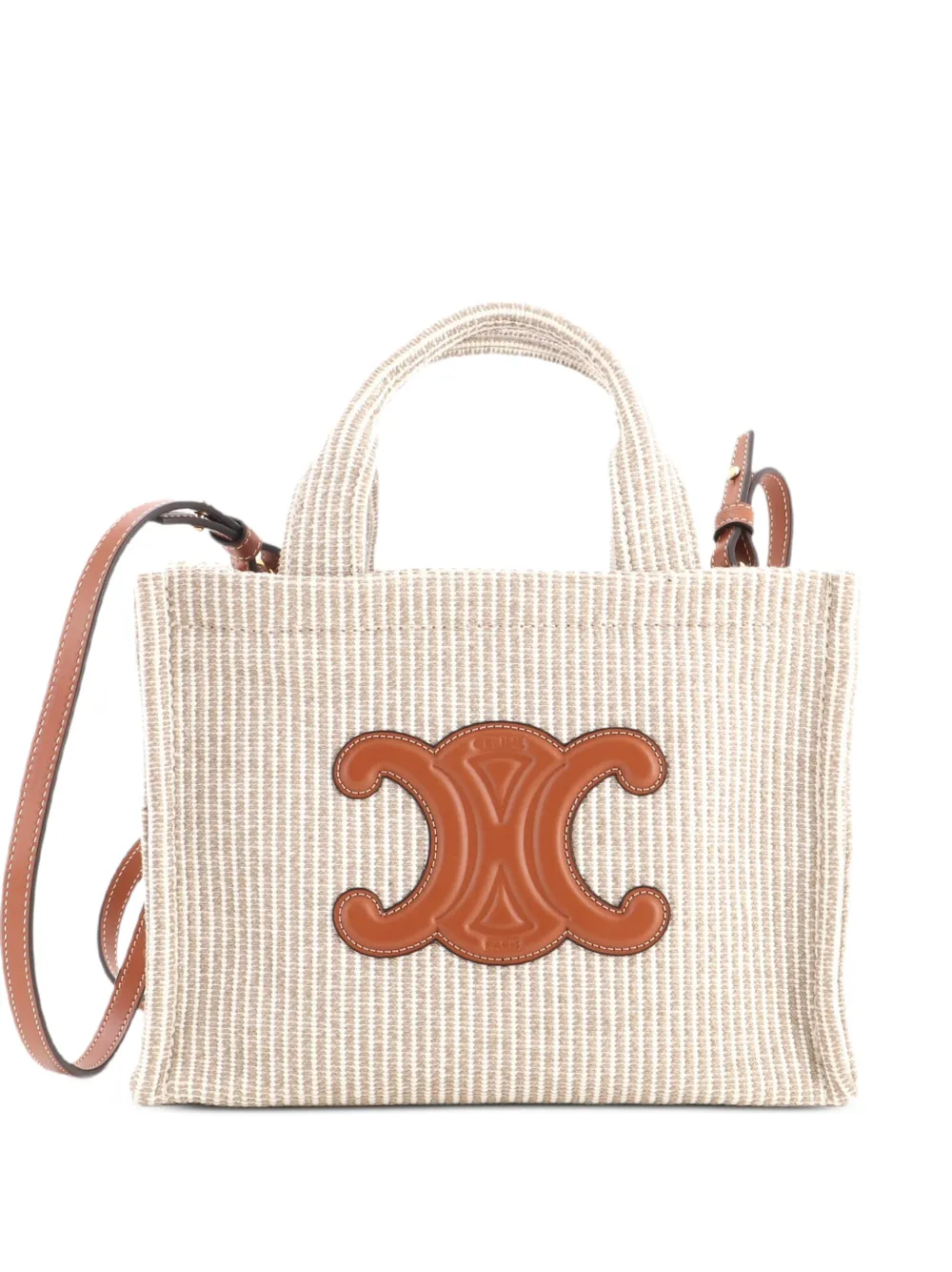 Celine Pre-Owned Cabas Thais Triomphe Striped Canvas Small tote bag - Marrone