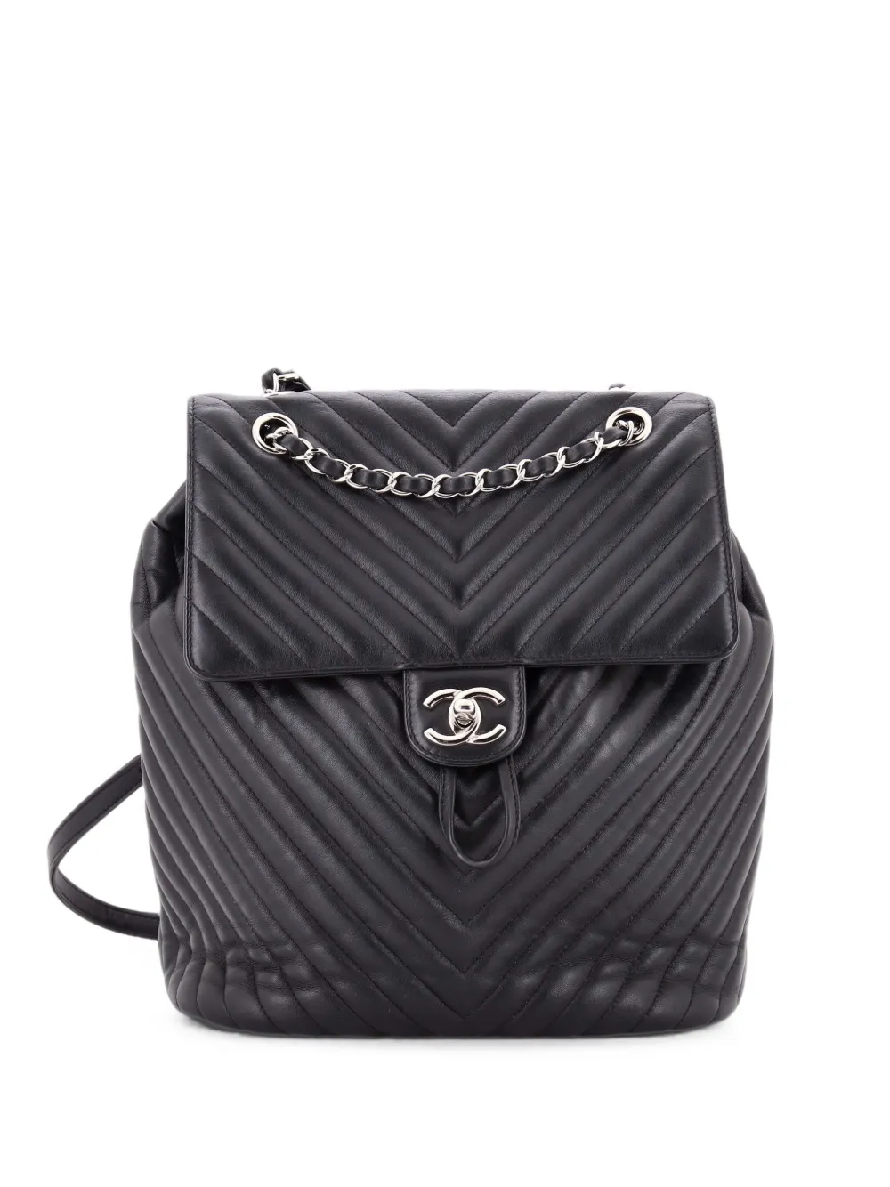 CHANEL Pre-Owned Zaino Urban Spirit grande in pelle con motivo chevron - Nero