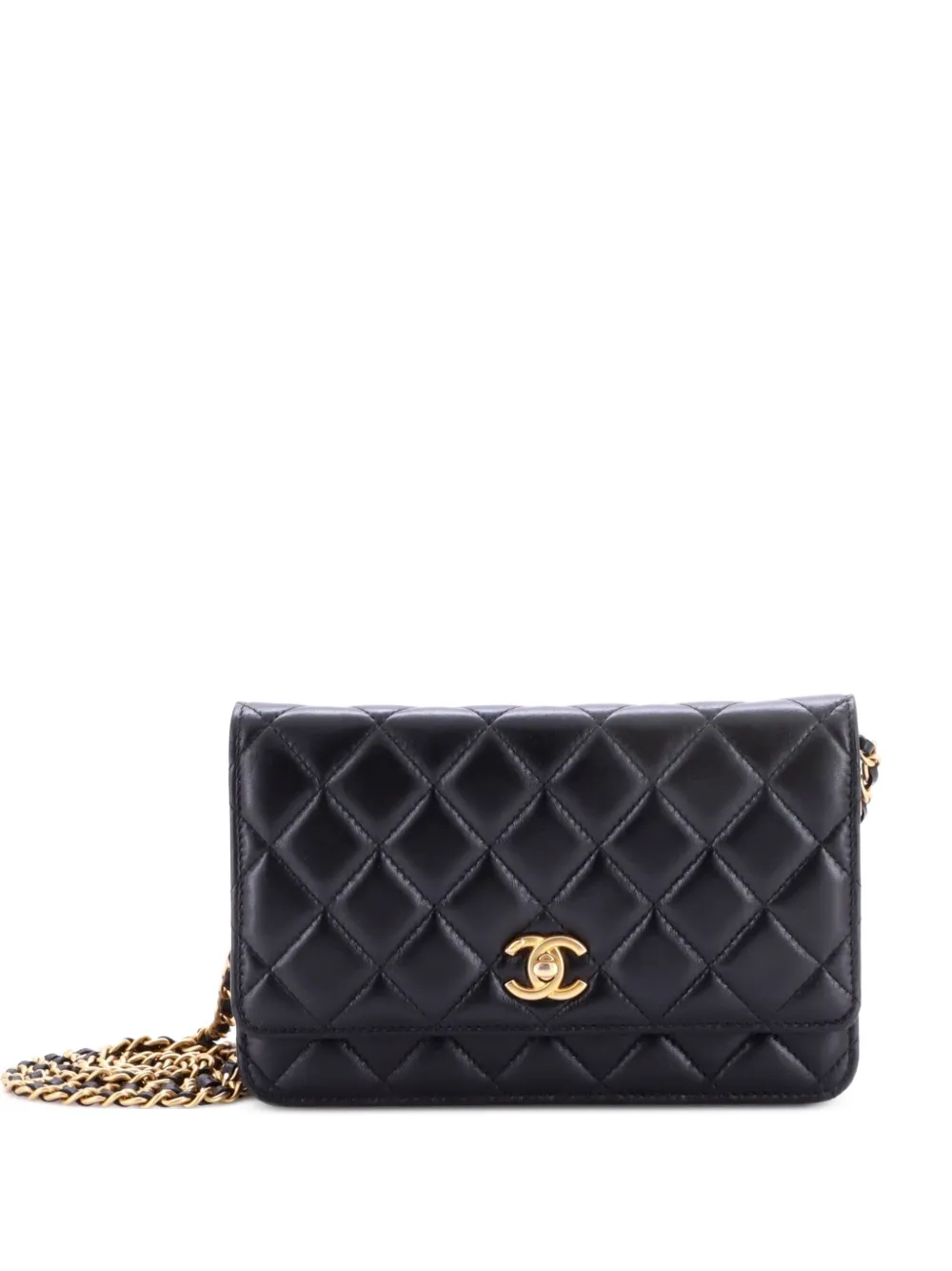 CHANEL Pre-Owned Pearl Crush Wallet on Chain Quilted Lambskin crossbody bag - Nero