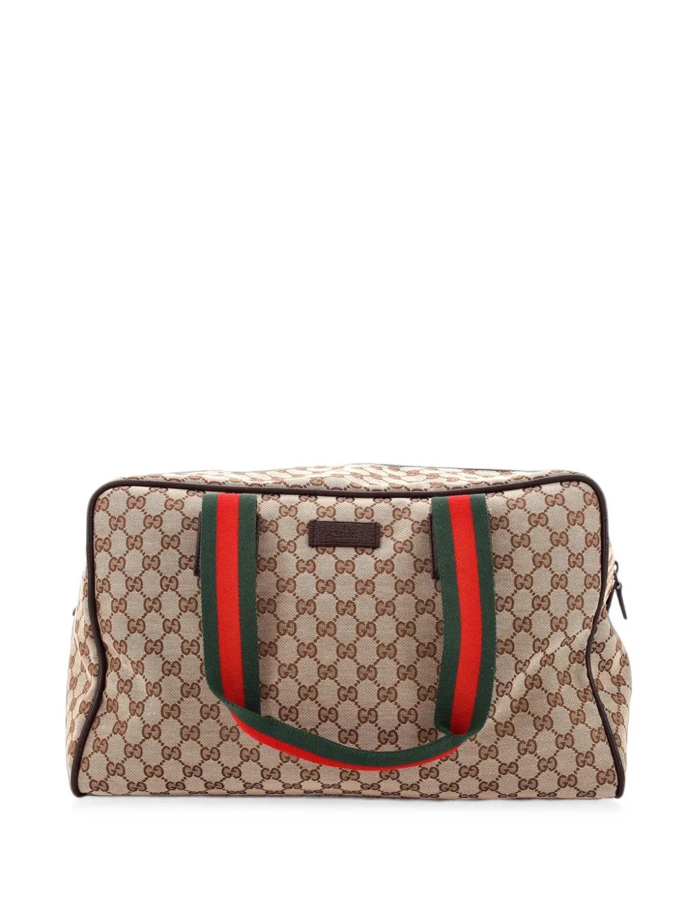 Gucci Pre-Owned Web Carry On Duffle Bag GG Canvas with Leather Medium travel bag - Marrone