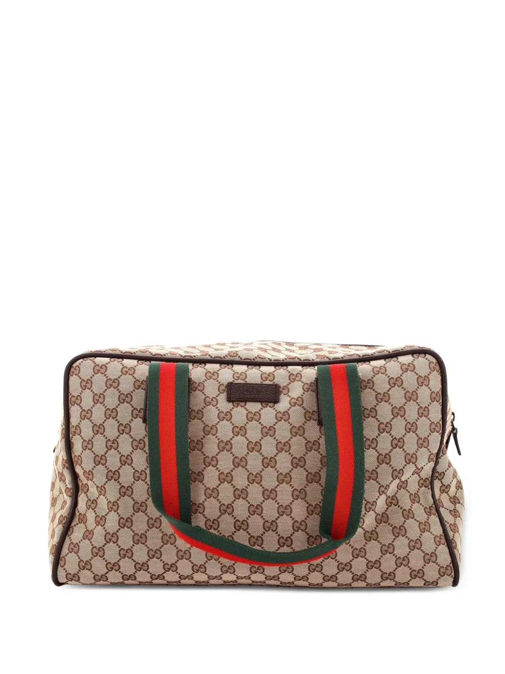Gucci Pre-Owned Web Carry On Duffle Bag GG Canvas with Leather Medium travel bag in Brown