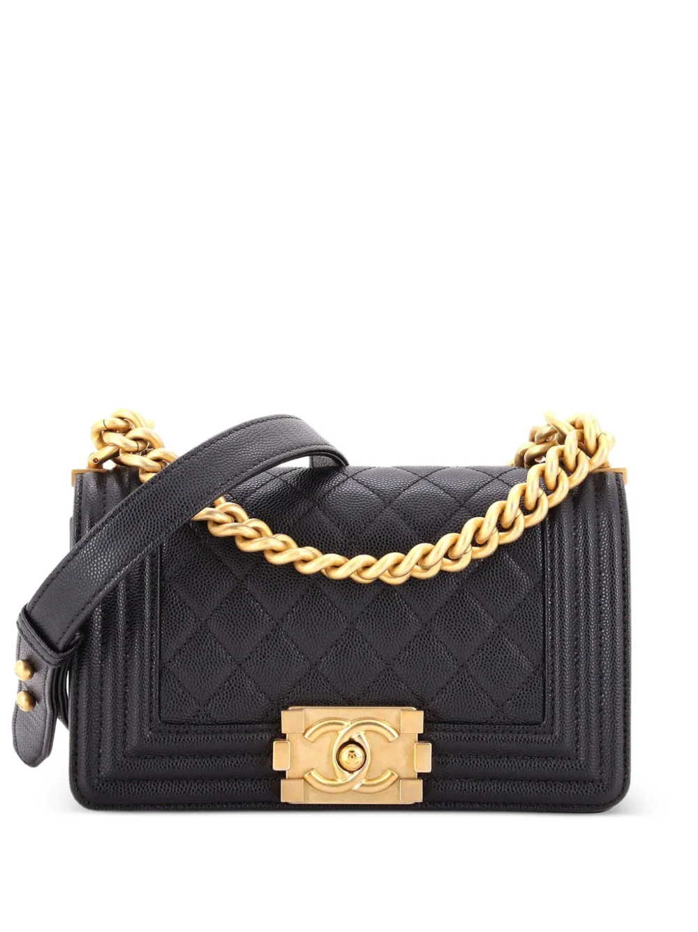 CHANEL Pre-Owned Boy Flap Bag Quilted Caviar Small crossbody bag - Black