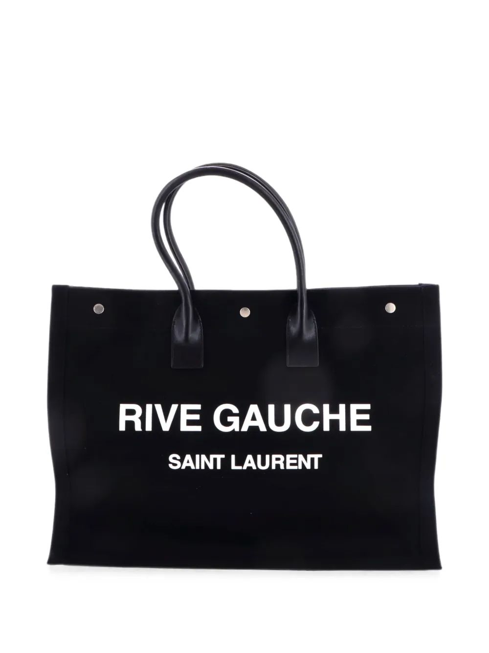 Saint Laurent Pre-Owned Große Rive Gauche Shopper Tote Bag aus Canvas - Schwarz