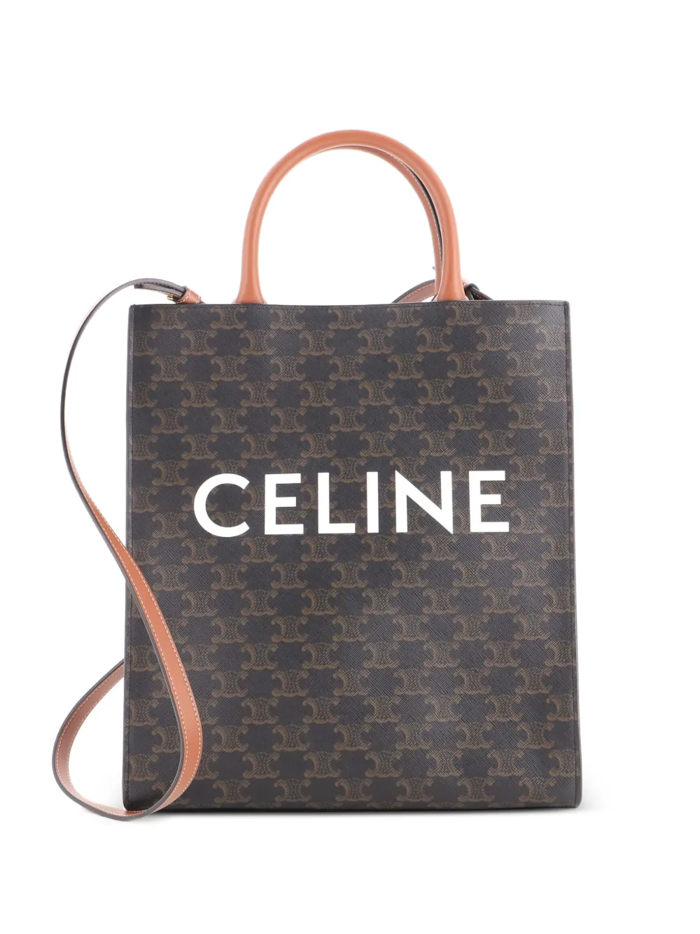 Celine Pre-Owned Vertical Cabas Triomphe Coated Canvas Small tote bag - Marrone