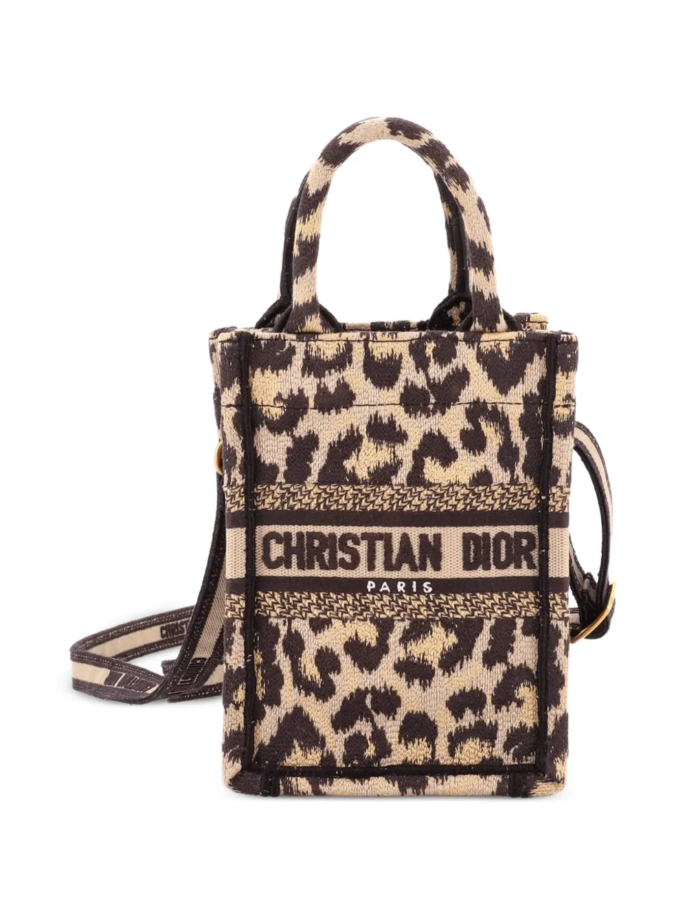 Christian Dior Pre-Owned Book Mizza Embroidered Canvas Vertical tote bag - Braun