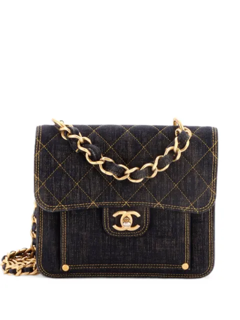 CHANEL Pre-Owned bolso de hombro vaquero Double You Flap mediano acolchado con logo CC