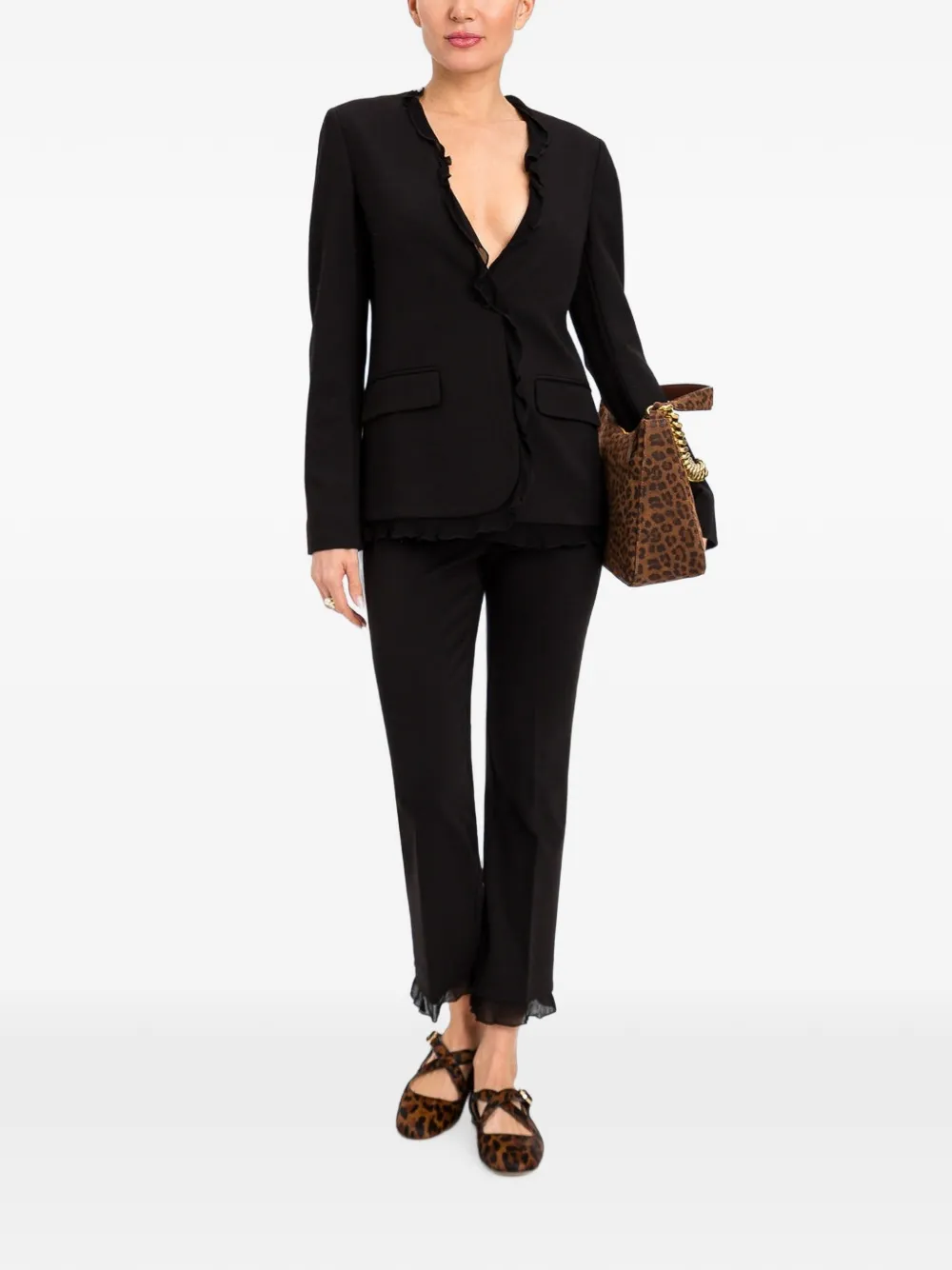 TWINSET Broek met ruches Zwart