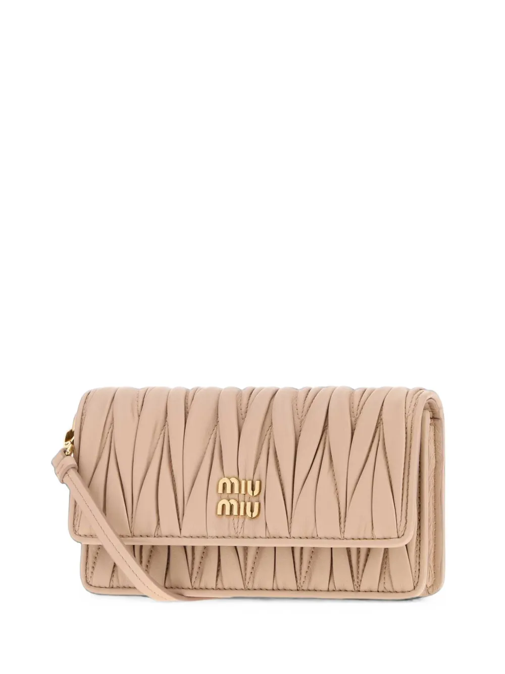 Miu Matelassé leren schoudertas Beige
