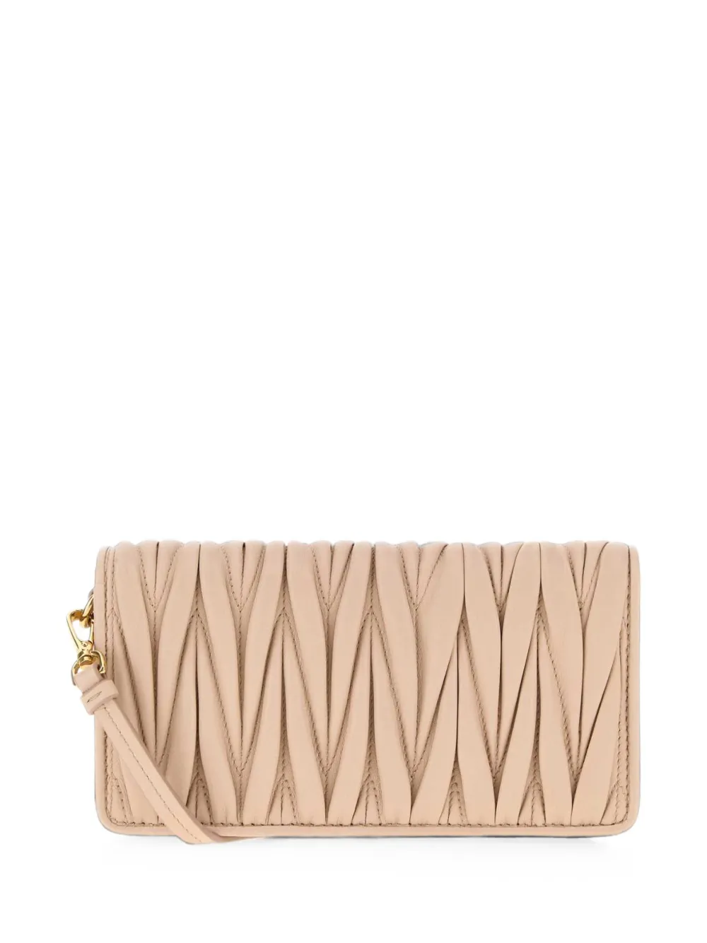 Miu Matelassé leren schoudertas Beige