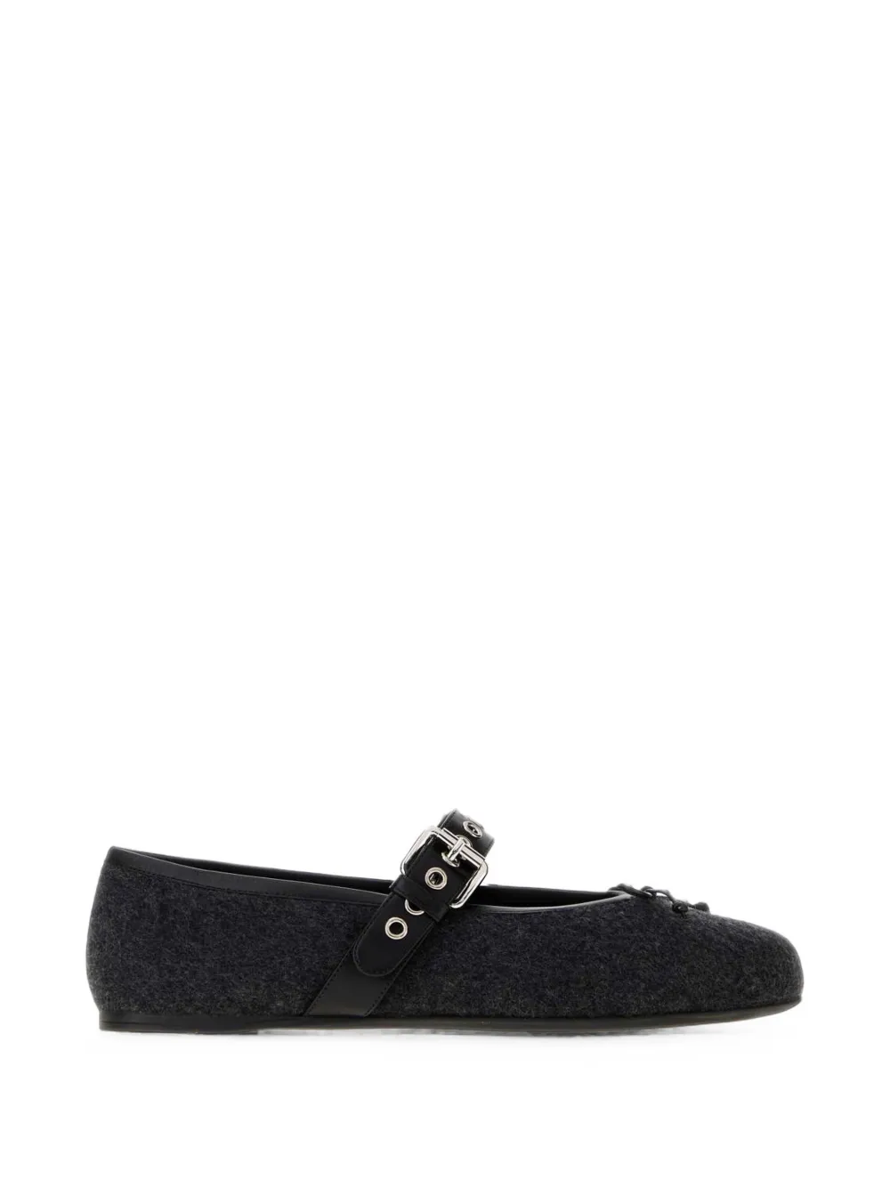 Miu Miu buckle-strap wool ballet flats - Grigio