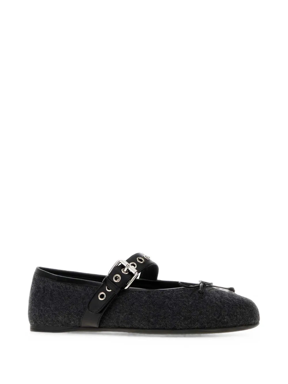Miu buckle-strap wool ballet flats Grijs