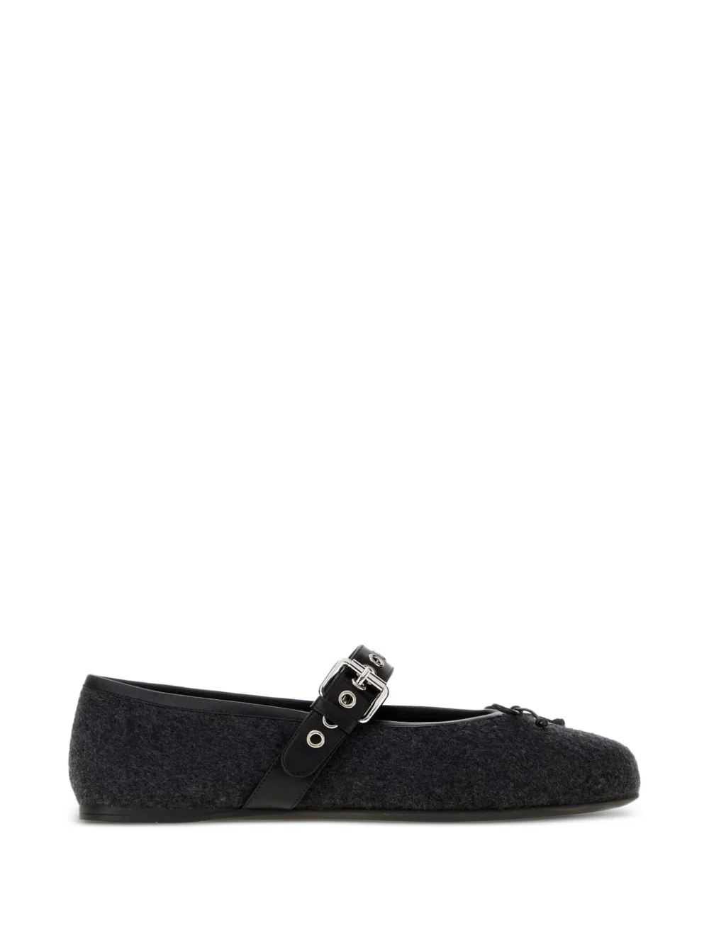 Miu Miu buckle-strap wool ballet flats - Grigio