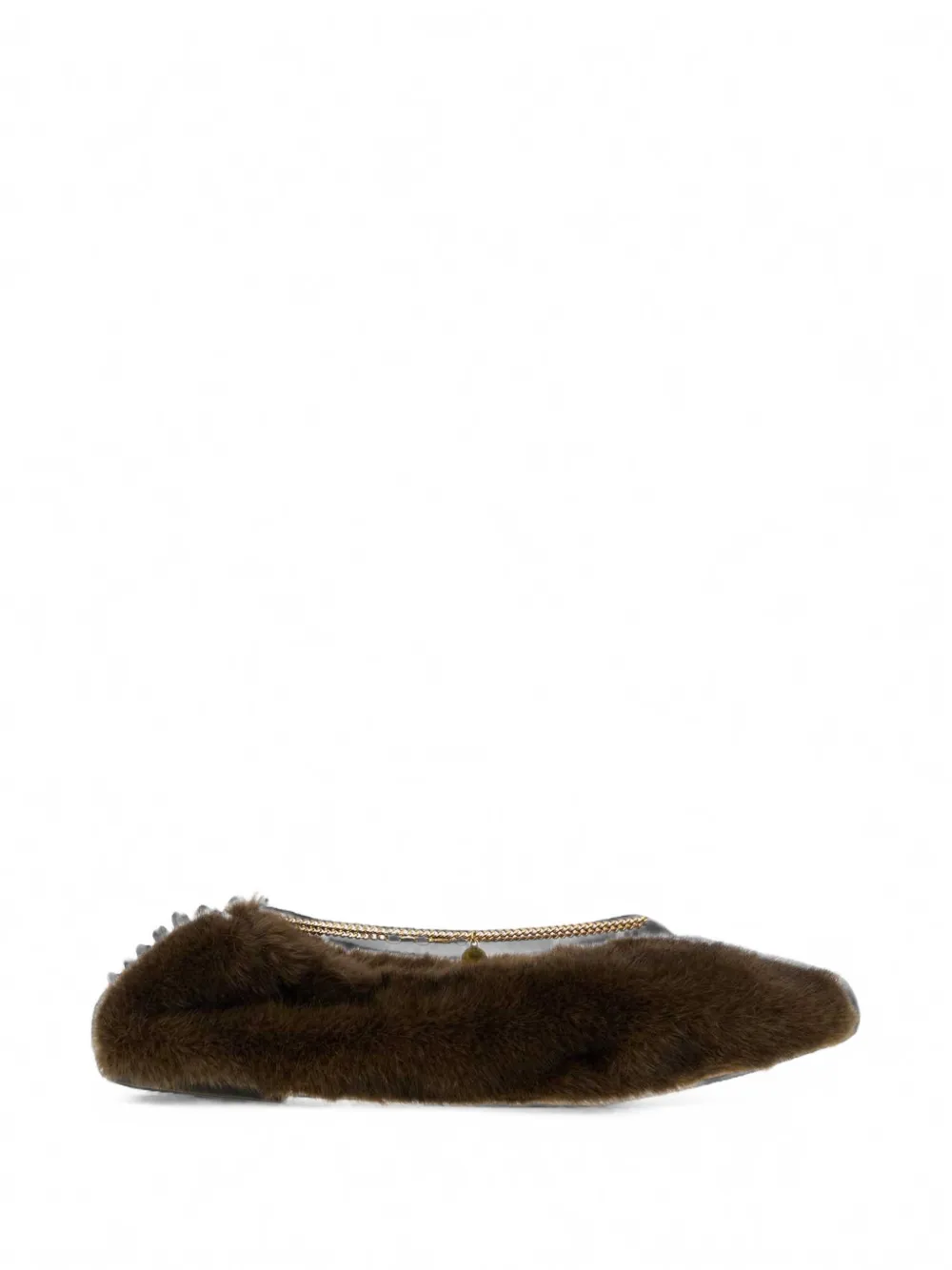 Stella McCartney mink ankle chain ballerina flats - Marrone