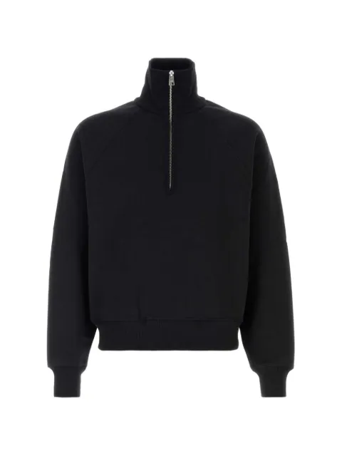 AMI Paris black cotton zipped sweatshirt with embossed Ami de Coeur