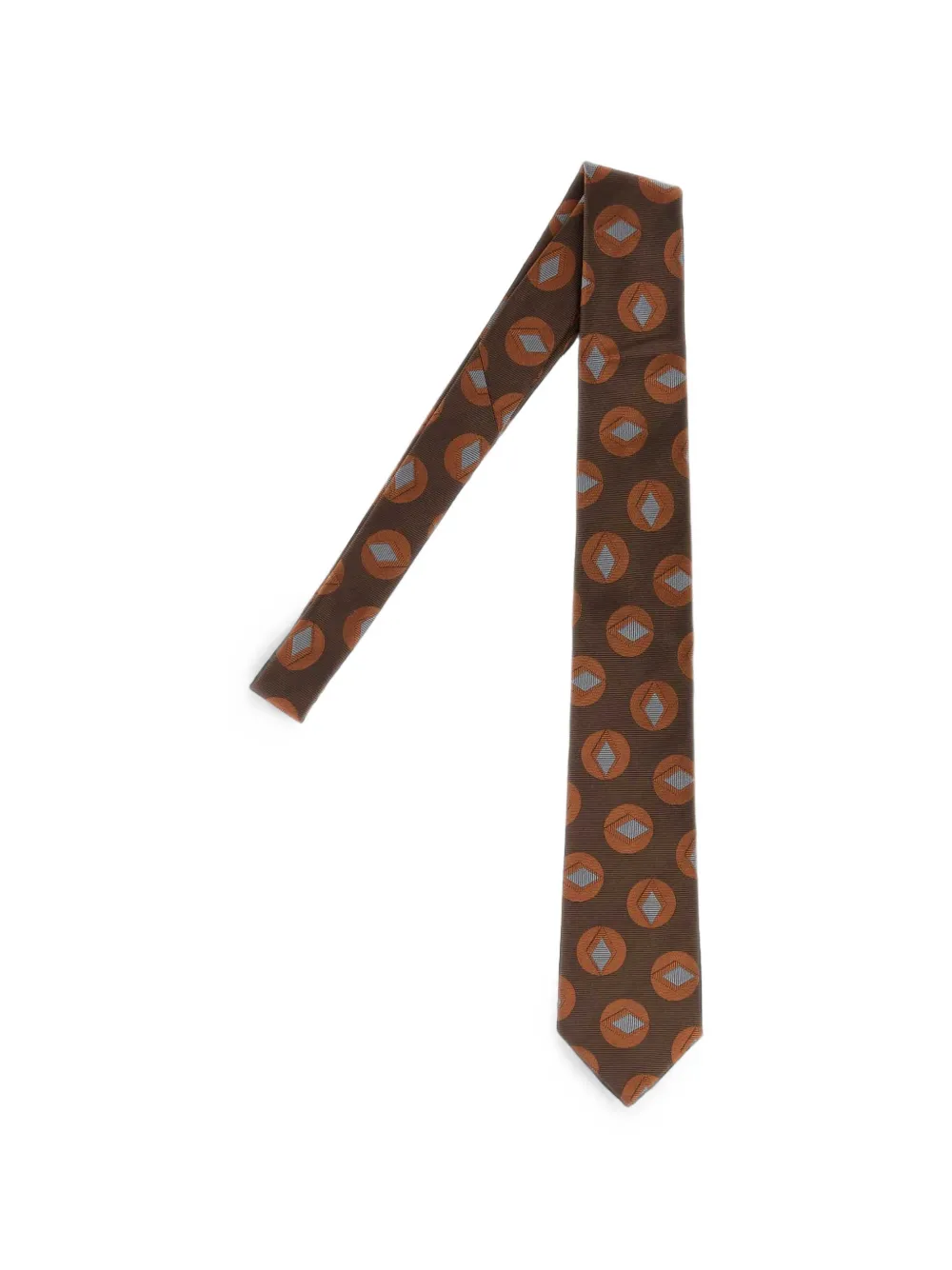 Giorgio Armani Zijden stropdas met geometrisch patroon Bruin