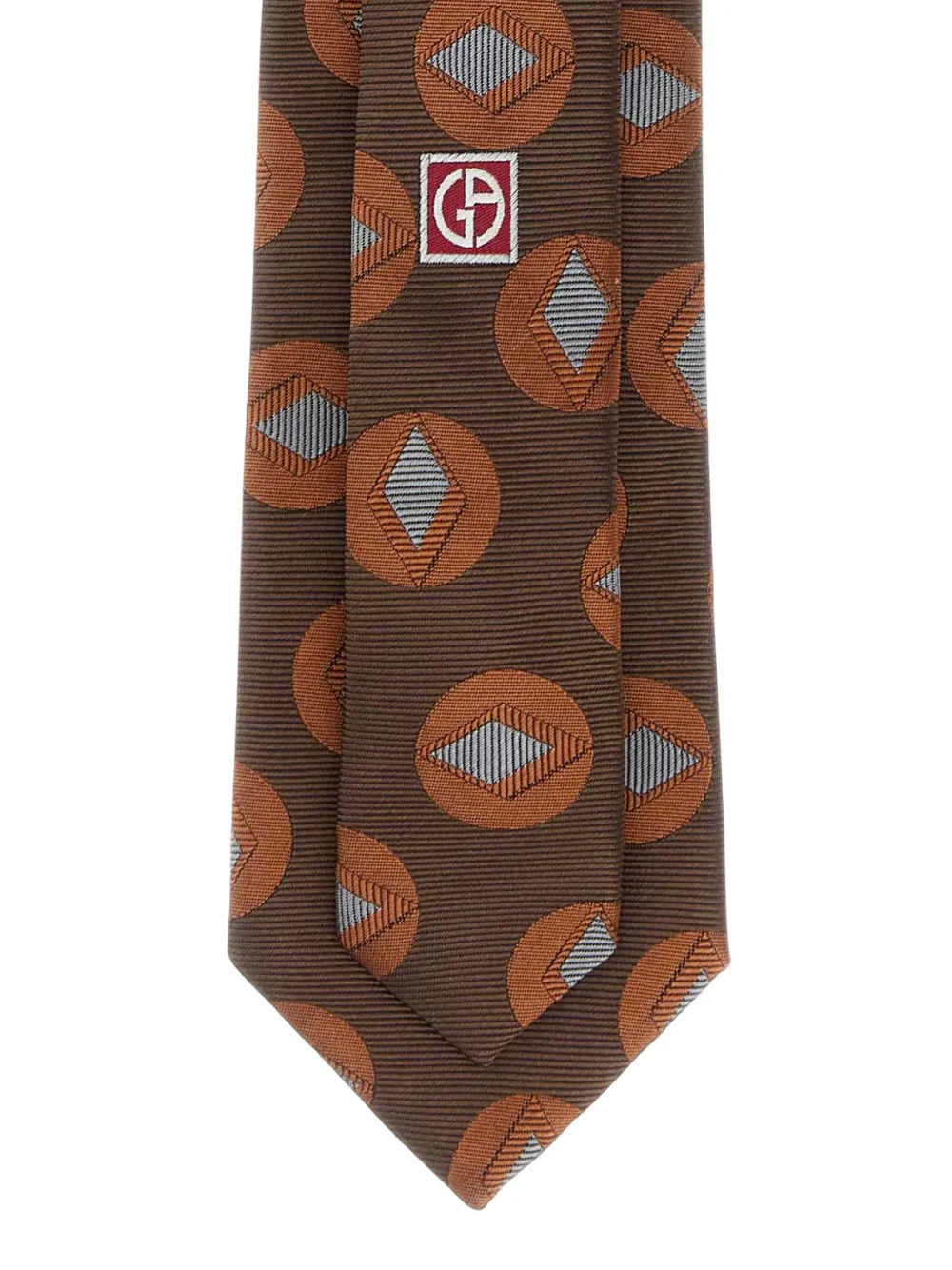 Giorgio Armani Zijden stropdas met geometrisch patroon Bruin
